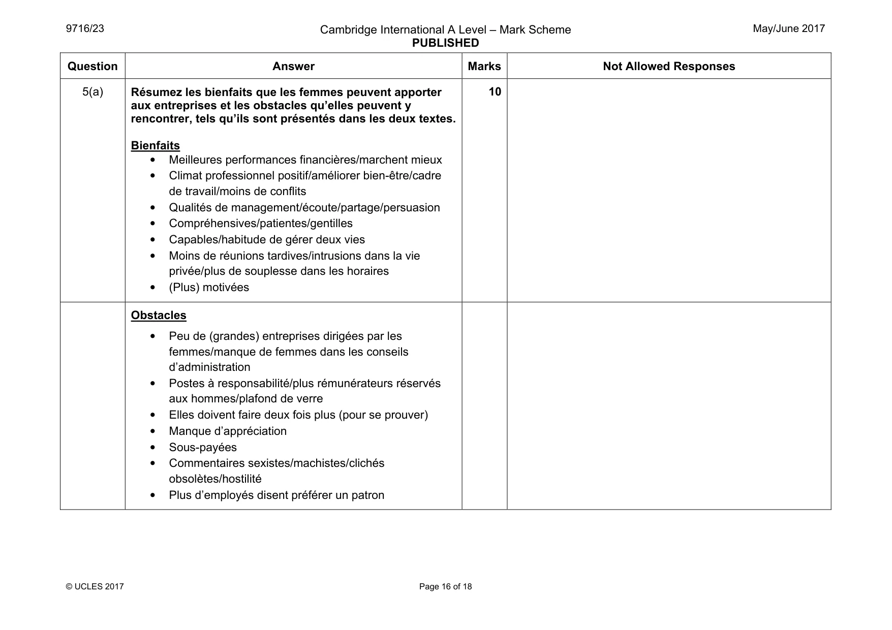 Mark scheme, page 16 of 18