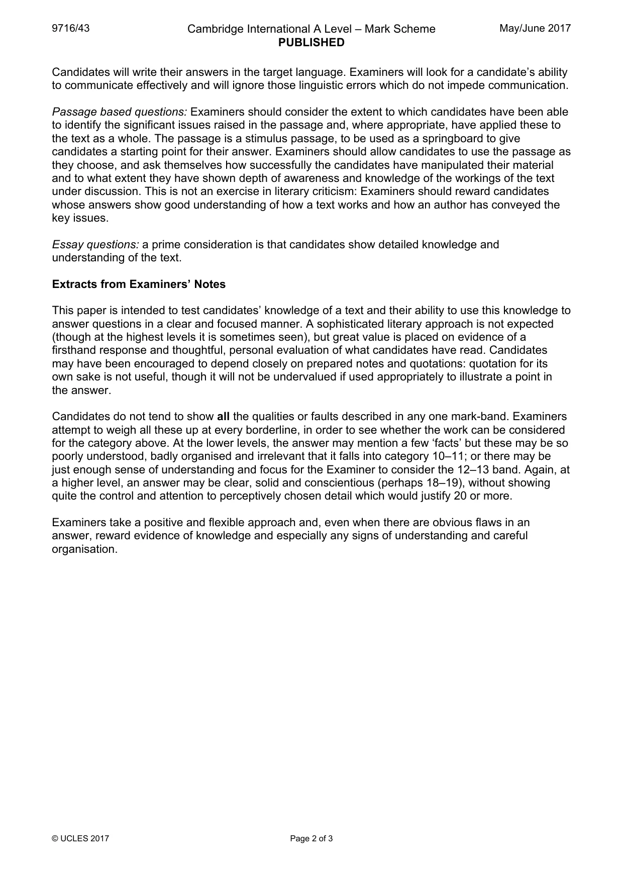 Mark scheme, page 2 of 3