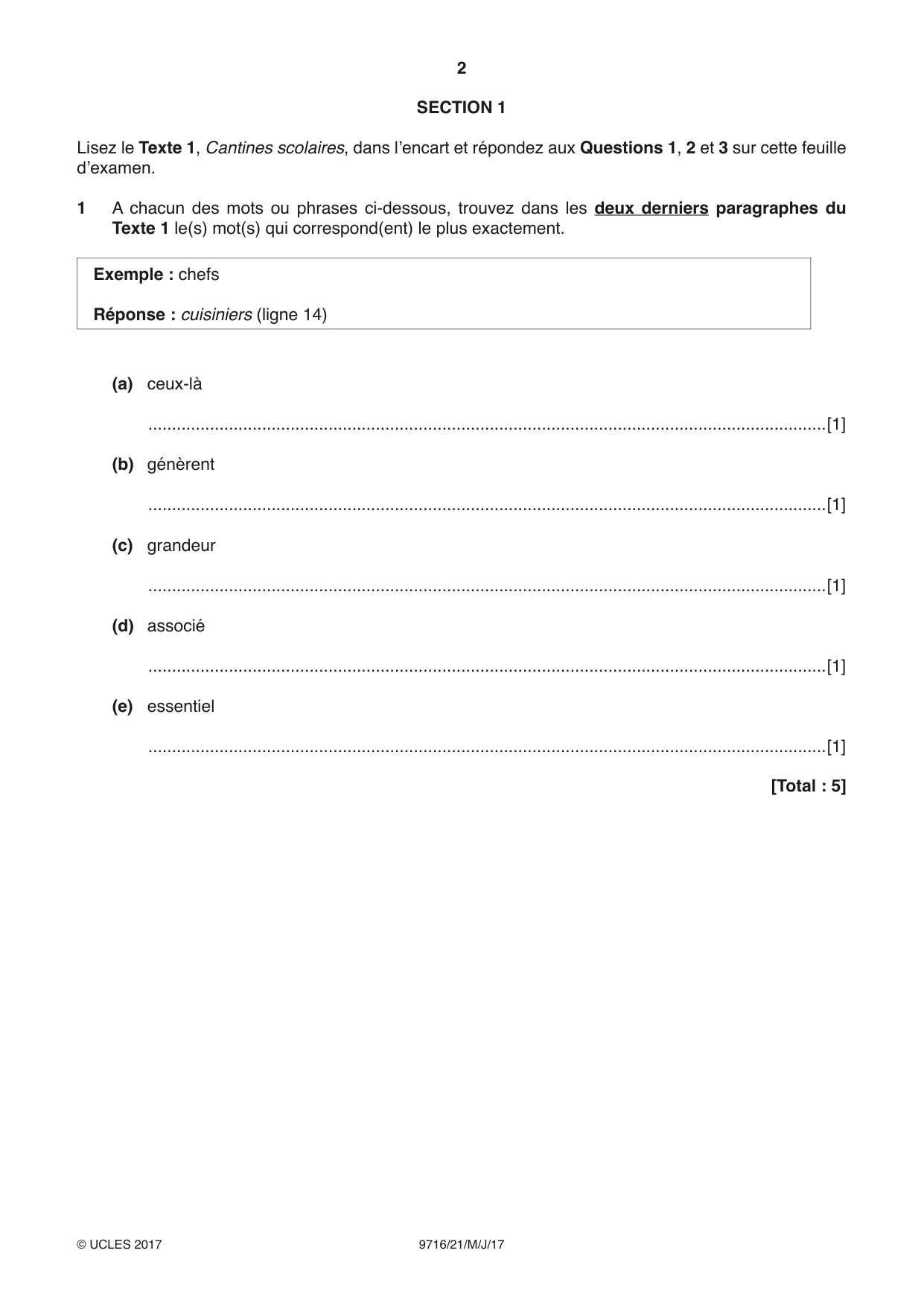 Cambridge A Level French (A Level only) 9716 2017 May/June Paper 2 · Variant 1 question paper, page 2 of 8