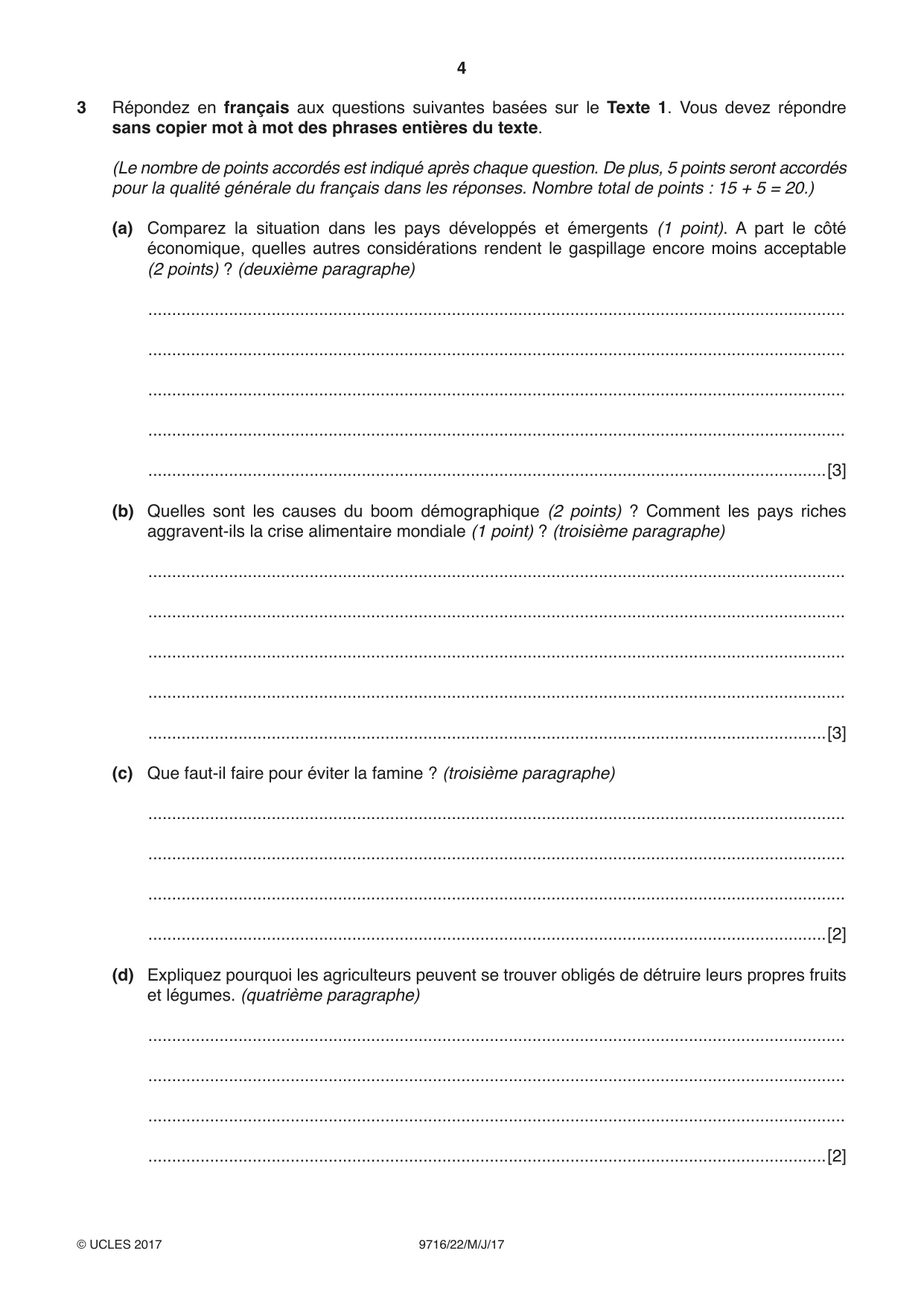 Cambridge A Level French (A Level only) 9716 2017 May/June Paper 2 · Variant 2 question paper, page 4 of 8