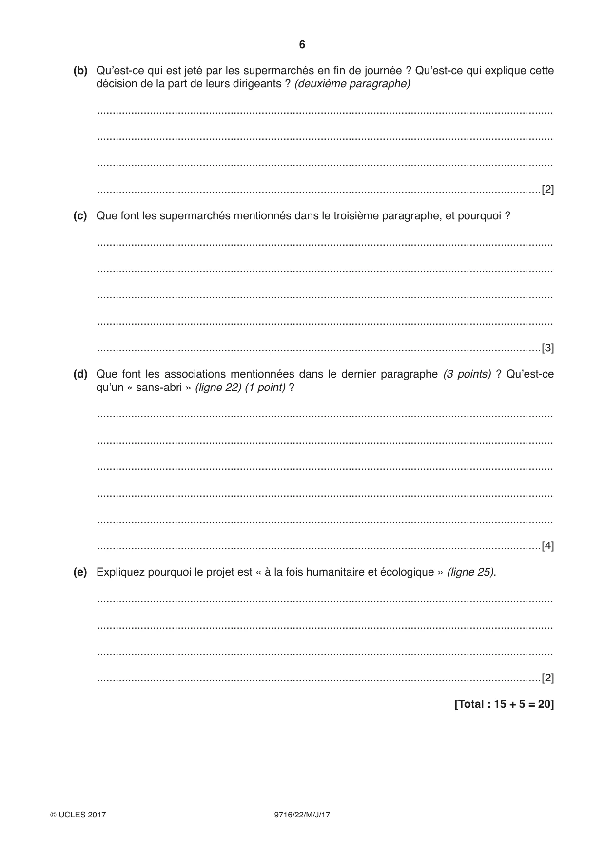 Cambridge A Level French (A Level only) 9716 2017 May/June Paper 2 · Variant 2 question paper, page 6 of 8