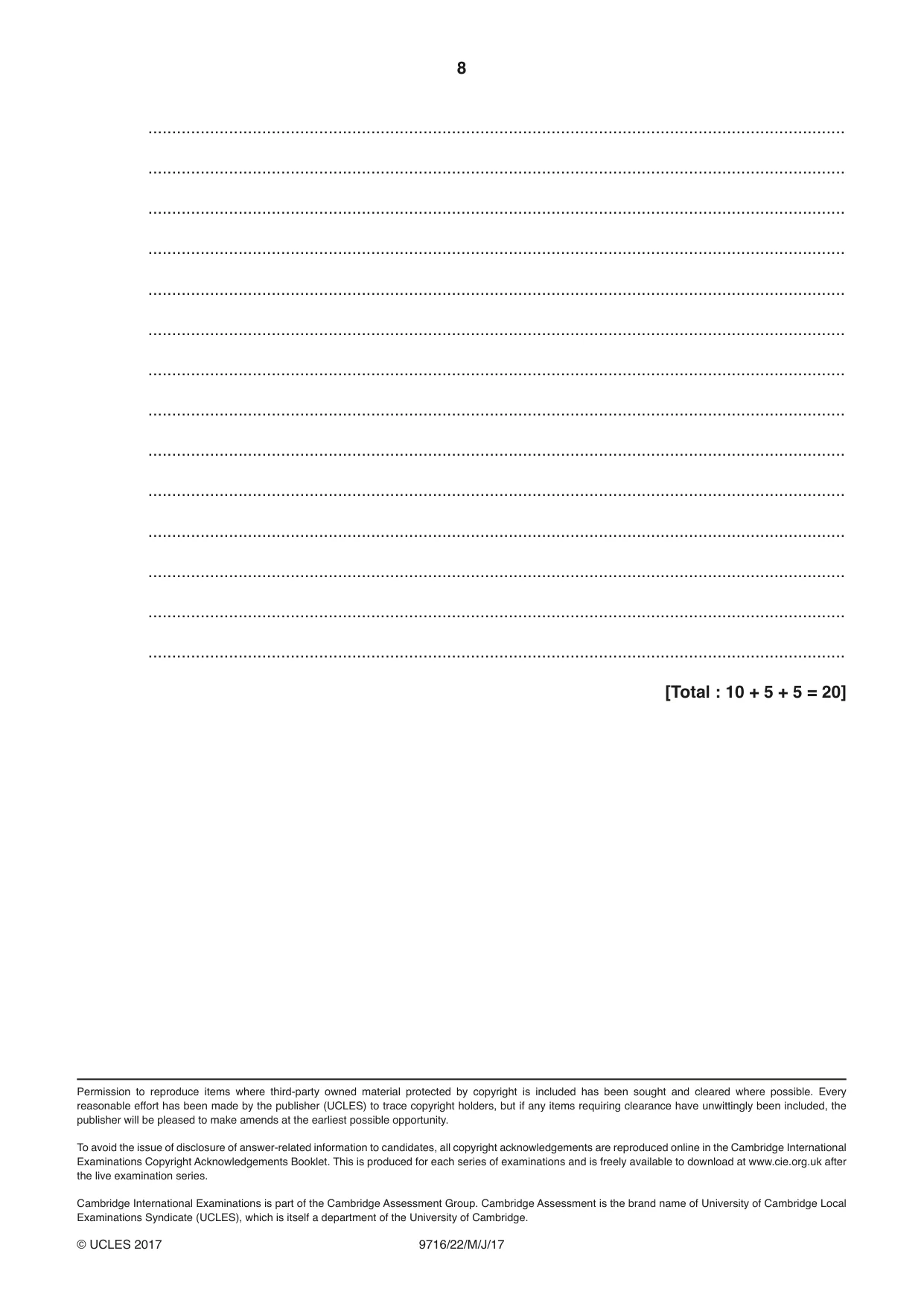 Cambridge A Level French (A Level only) 9716 2017 May/June Paper 2 · Variant 2 question paper, page 8 of 8