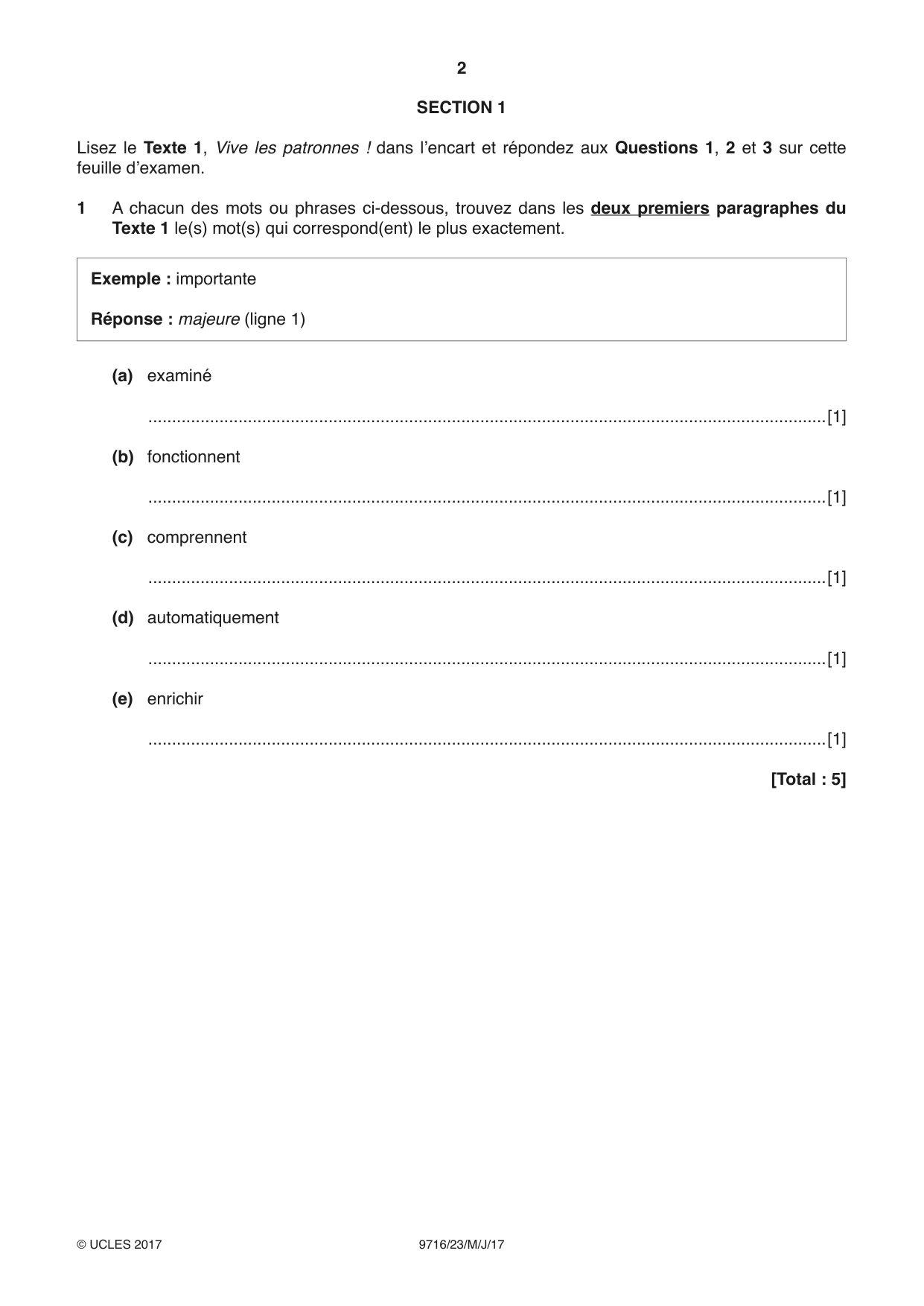 Cambridge A Level French (A Level only) 9716 2017 May/June Paper 2 · Variant 3 question paper, page 2 of 8