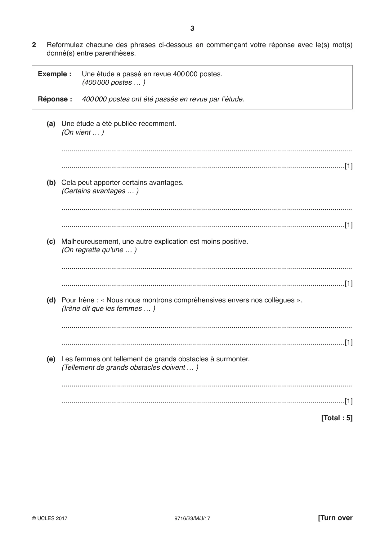 Cambridge A Level French (A Level only) 9716 2017 May/June Paper 2 · Variant 3 question paper, page 3 of 8