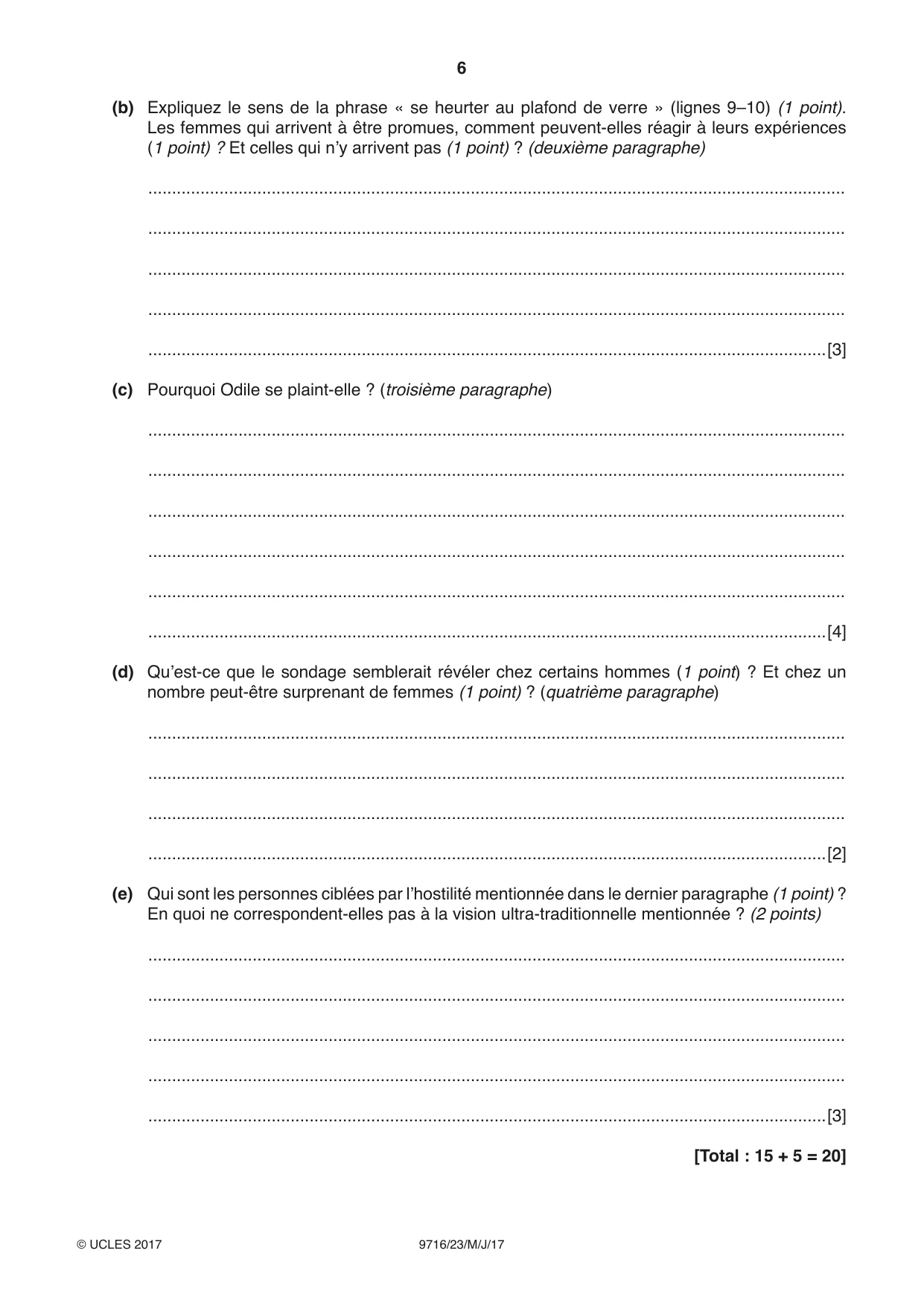 Cambridge A Level French (A Level only) 9716 2017 May/June Paper 2 · Variant 3 question paper, page 6 of 8