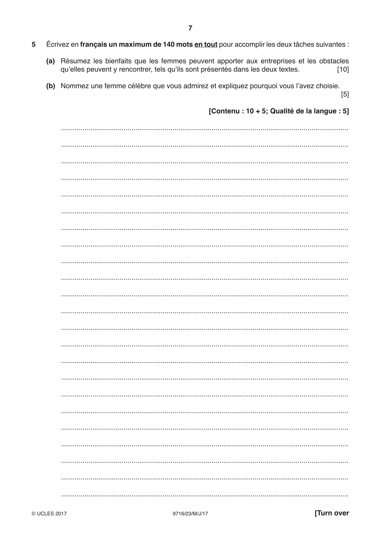 Cambridge A Level French (A Level only) 9716 2017 May/June Paper 2 · Variant 3 question paper, page 7 of 8