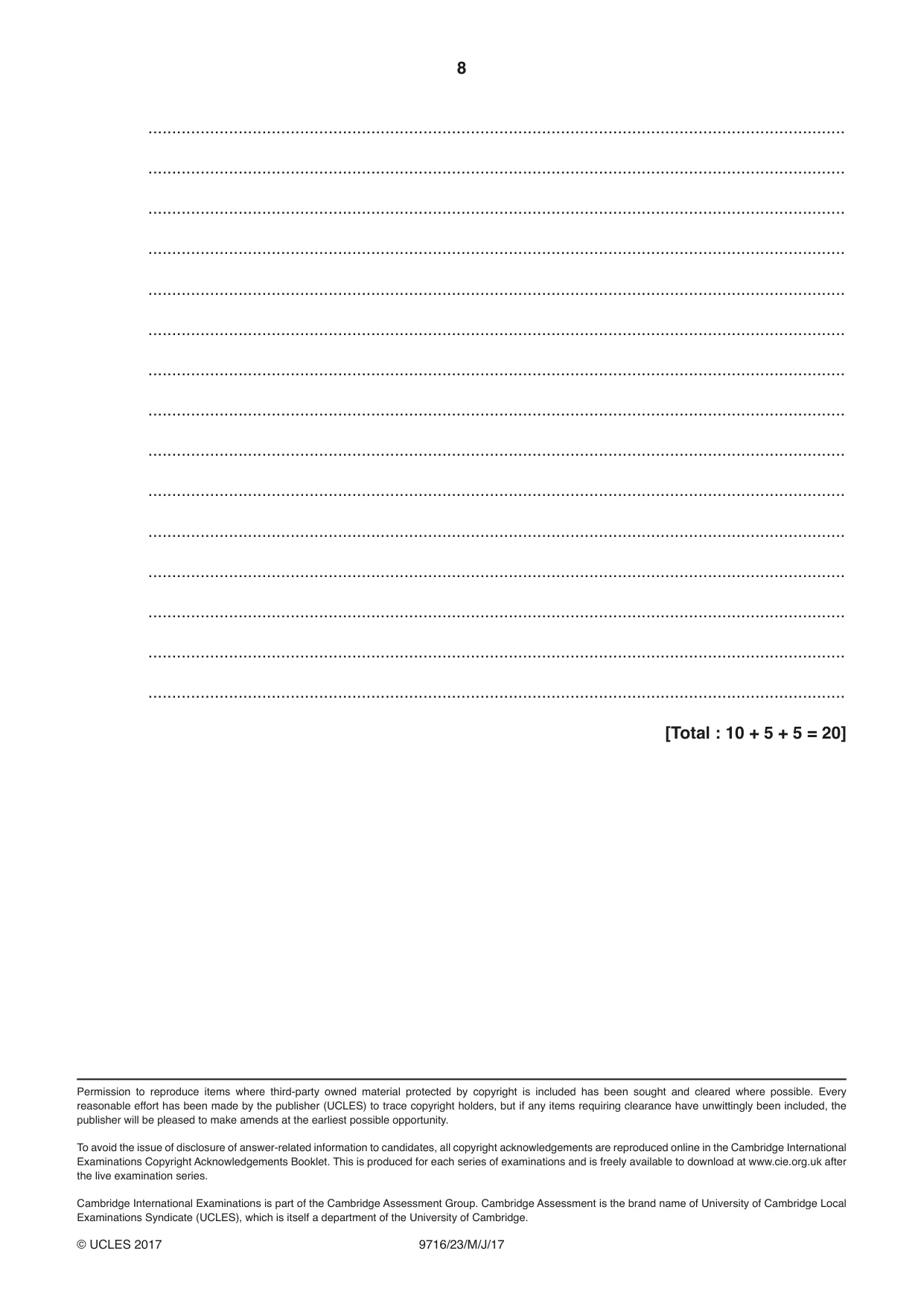 Cambridge A Level French (A Level only) 9716 2017 May/June Paper 2 · Variant 3 question paper, page 8 of 8