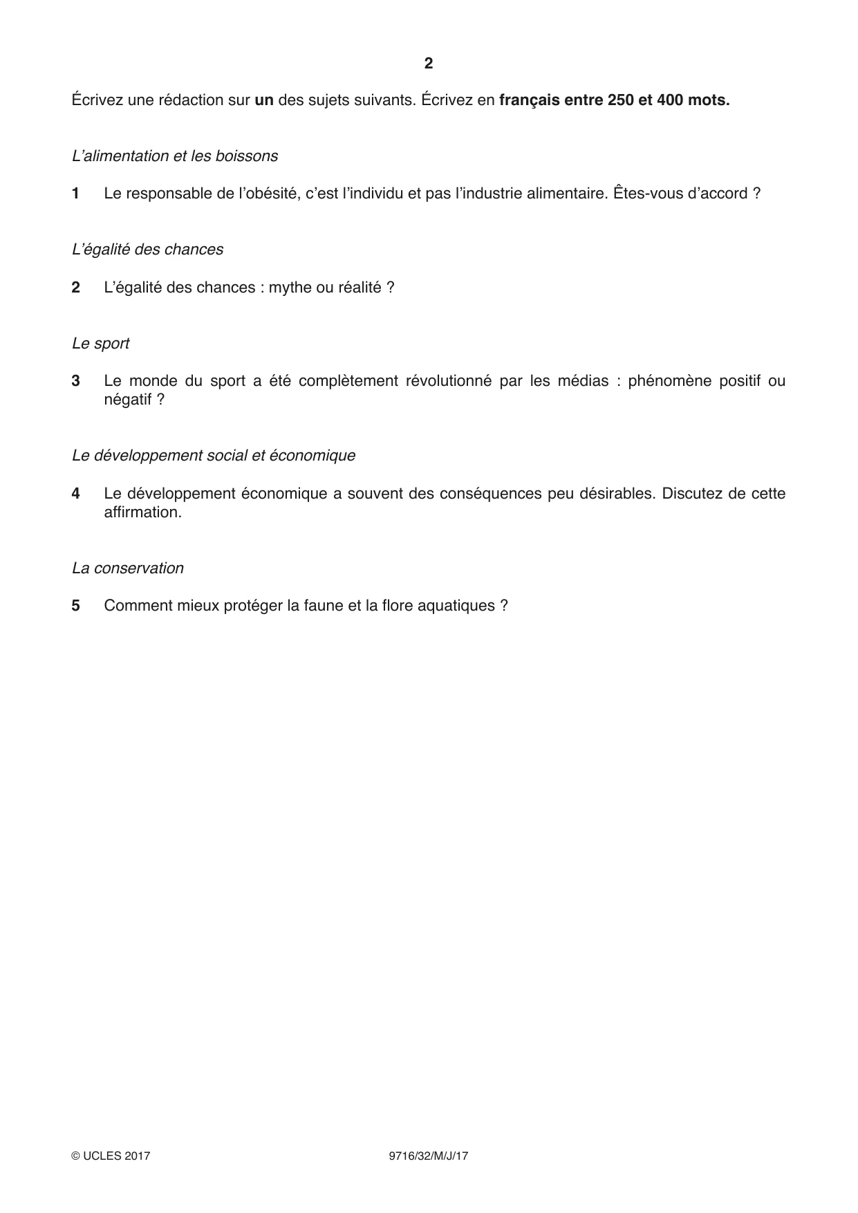 Cambridge A Level French (A Level only) 9716 2017 May/June Paper 3 · Variant 2 question paper, page 2 of 8