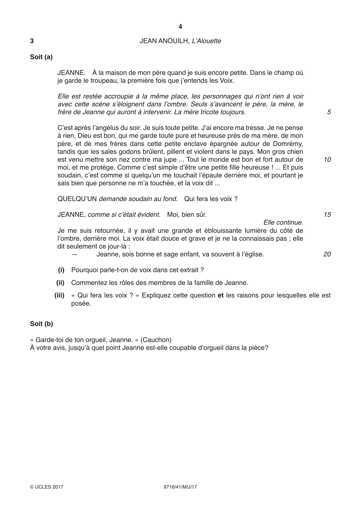 Cambridge A Level French (A Level only) 9716 2017 May/June Paper 4 · Variant 1 question paper, page 4 of 8