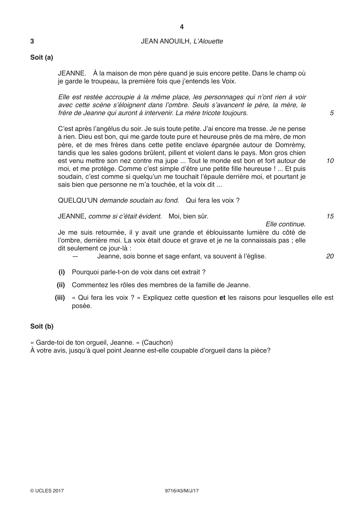 Cambridge A Level French (A Level only) 9716 2017 May/June Paper 4 · Variant 3 question paper, page 4 of 8