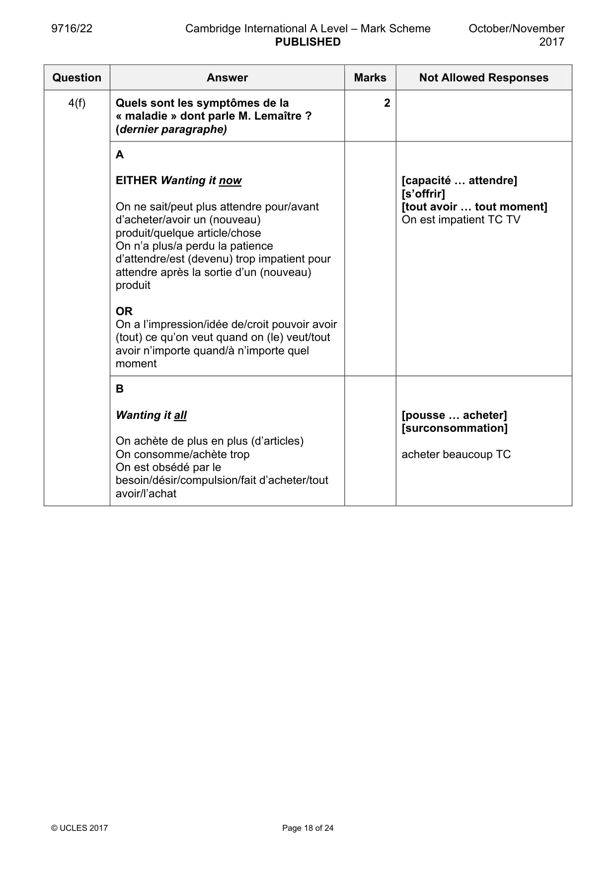 Mark scheme, page 18 of 24