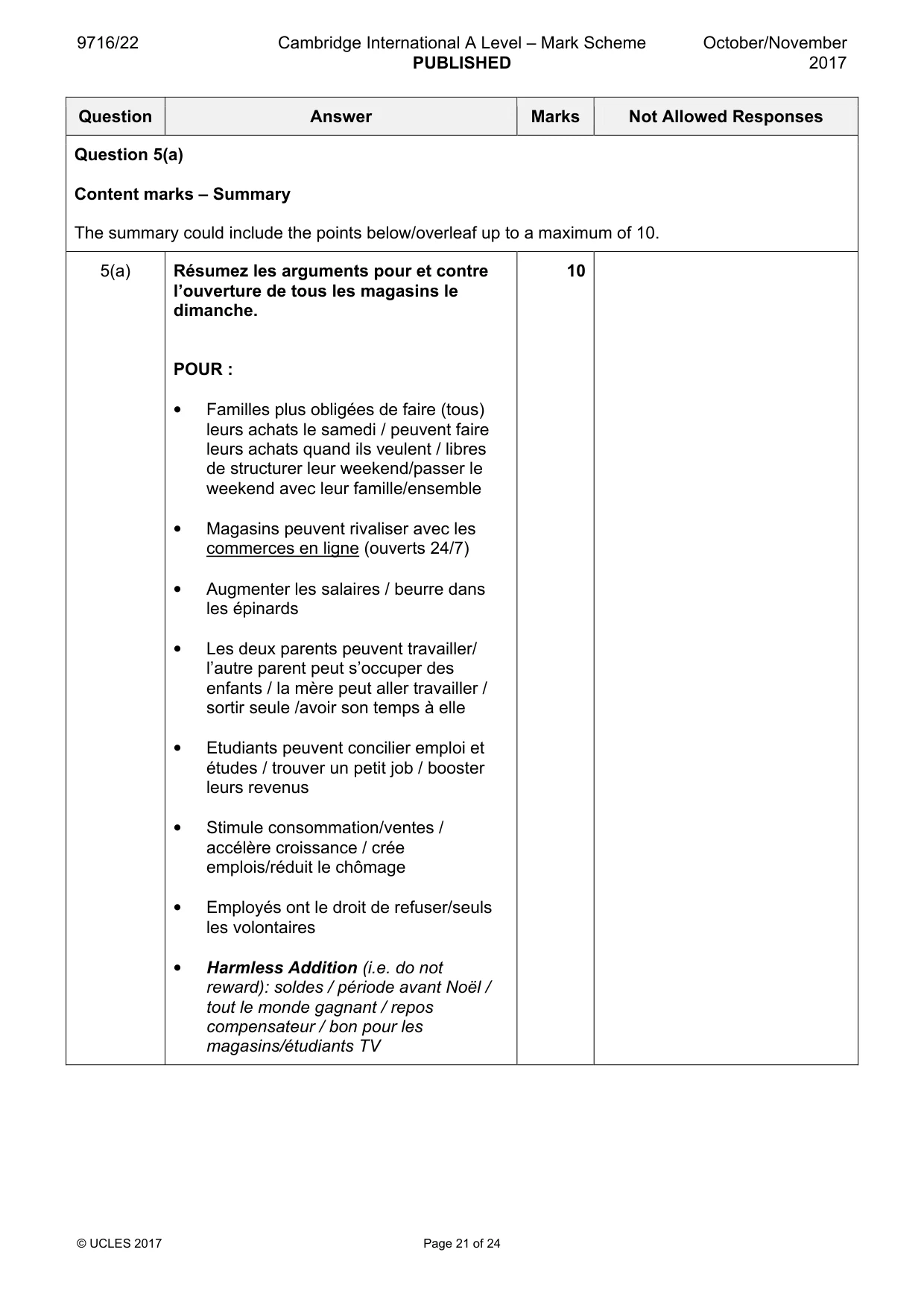 Mark scheme, page 21 of 24