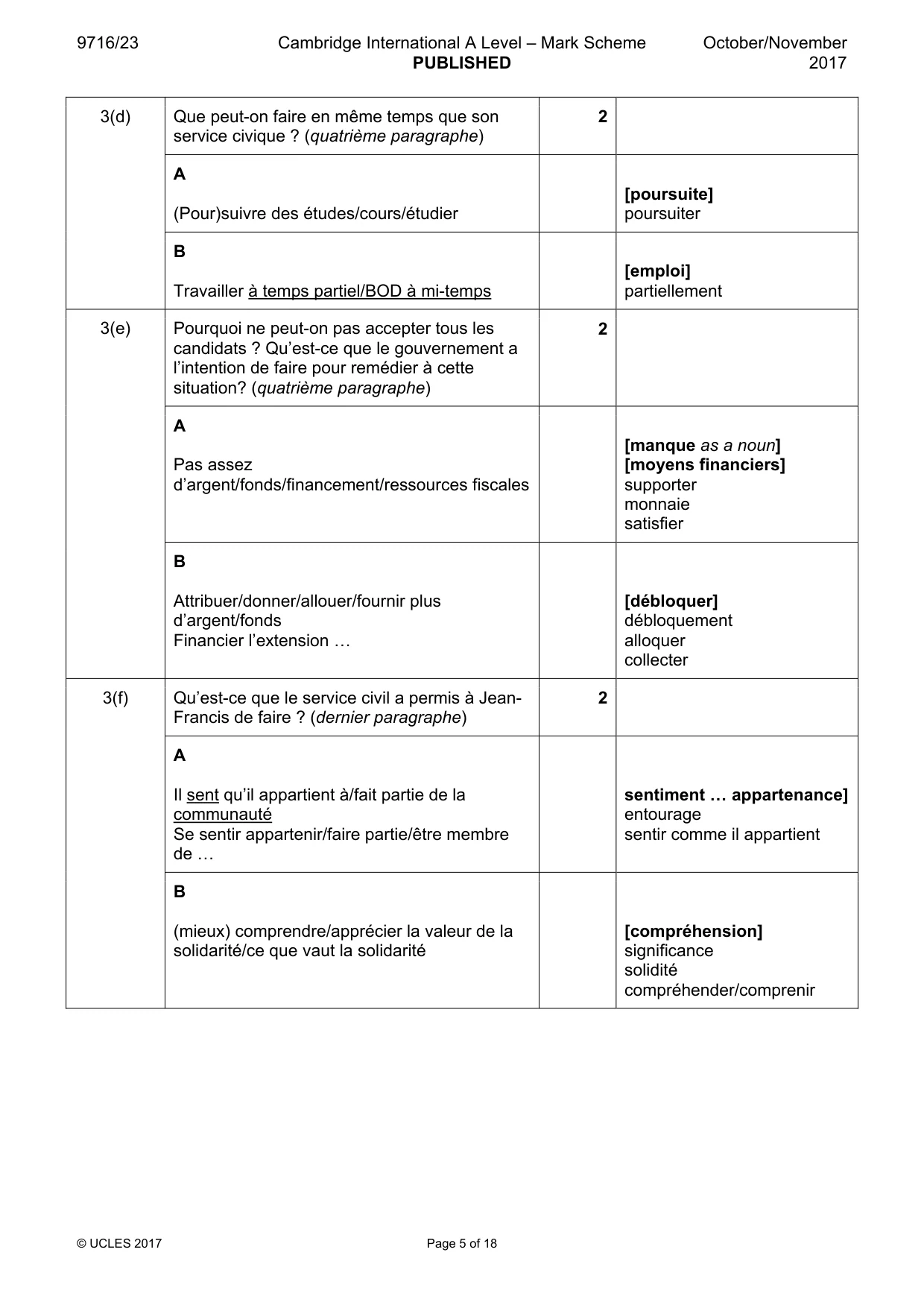 Mark scheme, page 5 of 18