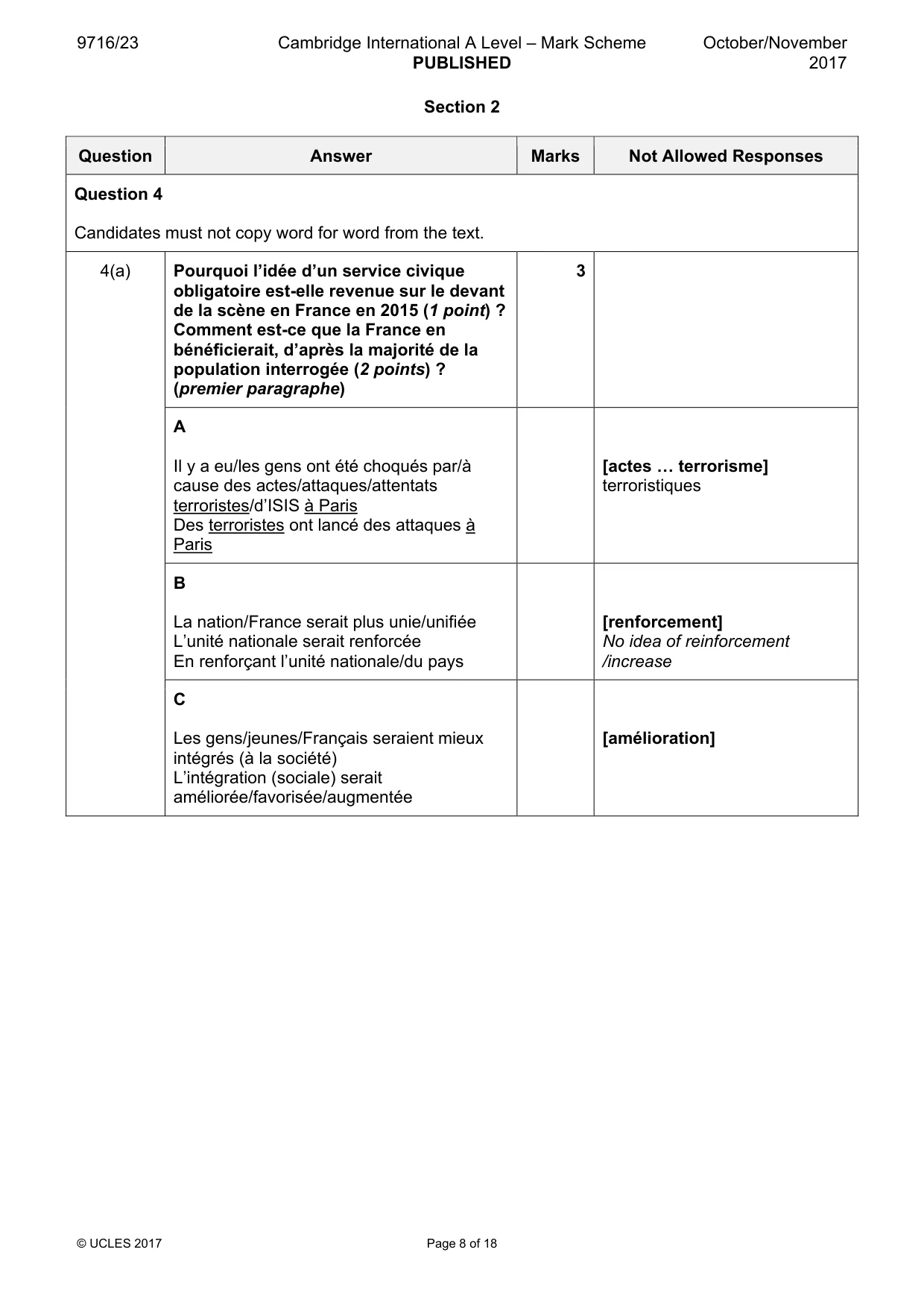 Mark scheme, page 8 of 18