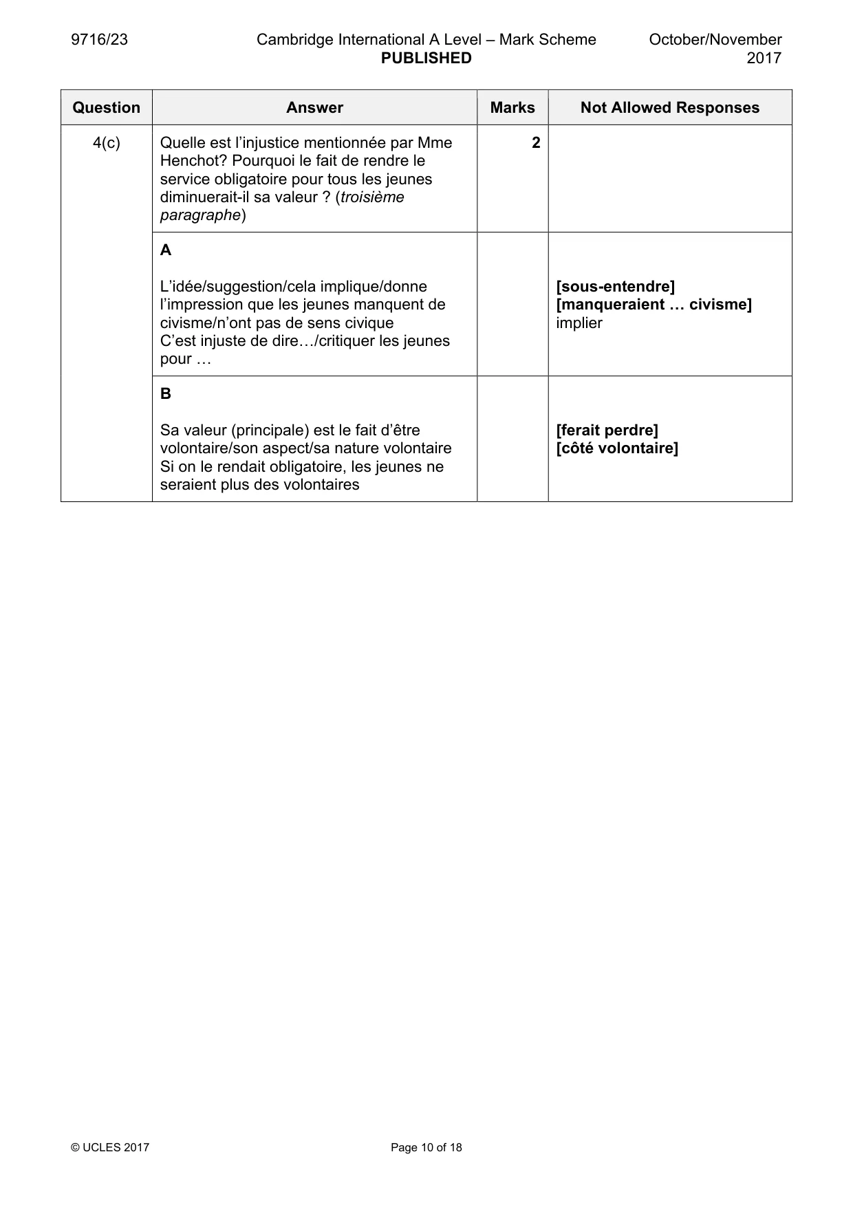 Mark scheme, page 10 of 18