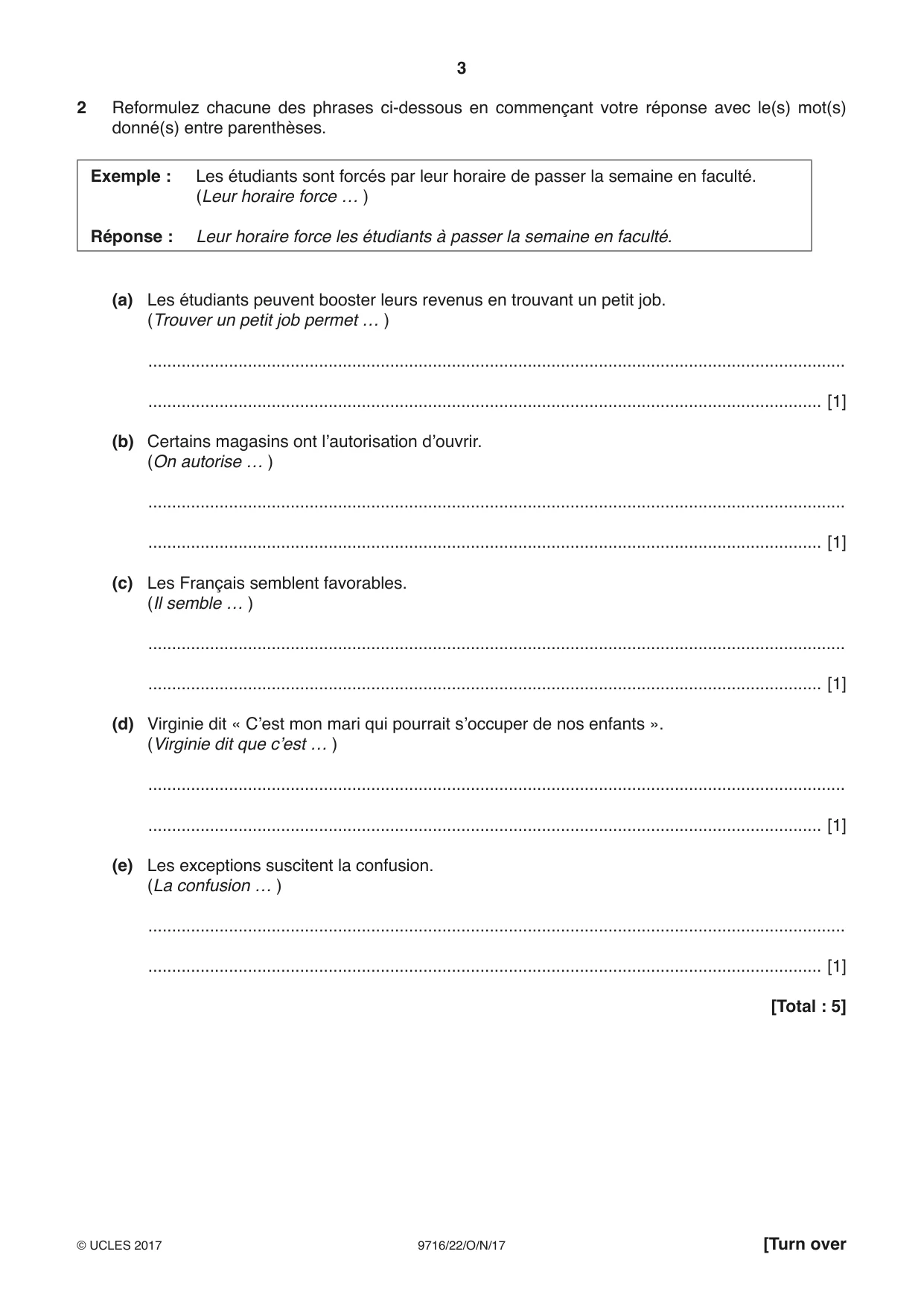 Cambridge A Level French (A Level only) 9716 2017 Oct/Nov Paper 2 · Variant 2 question paper, page 3 of 12