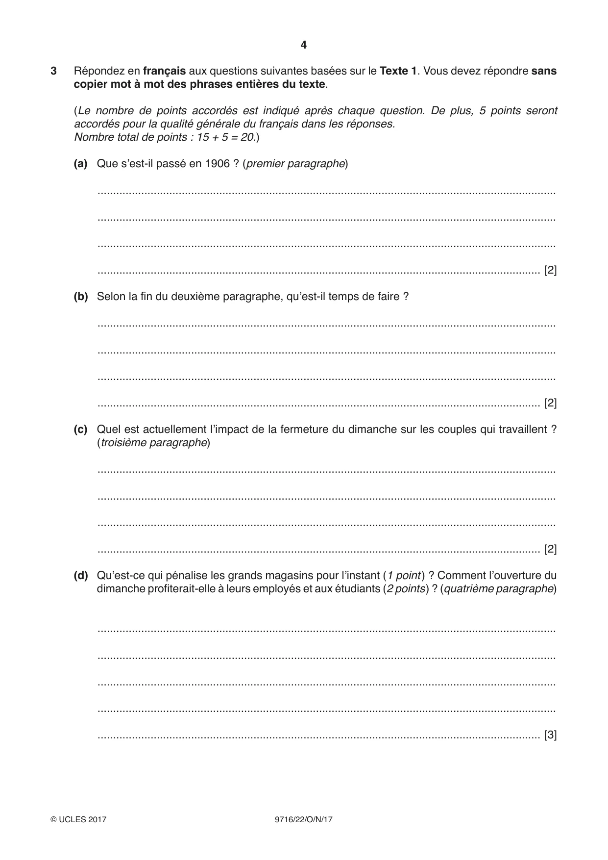 Cambridge A Level French (A Level only) 9716 2017 Oct/Nov Paper 2 · Variant 2 question paper, page 4 of 12