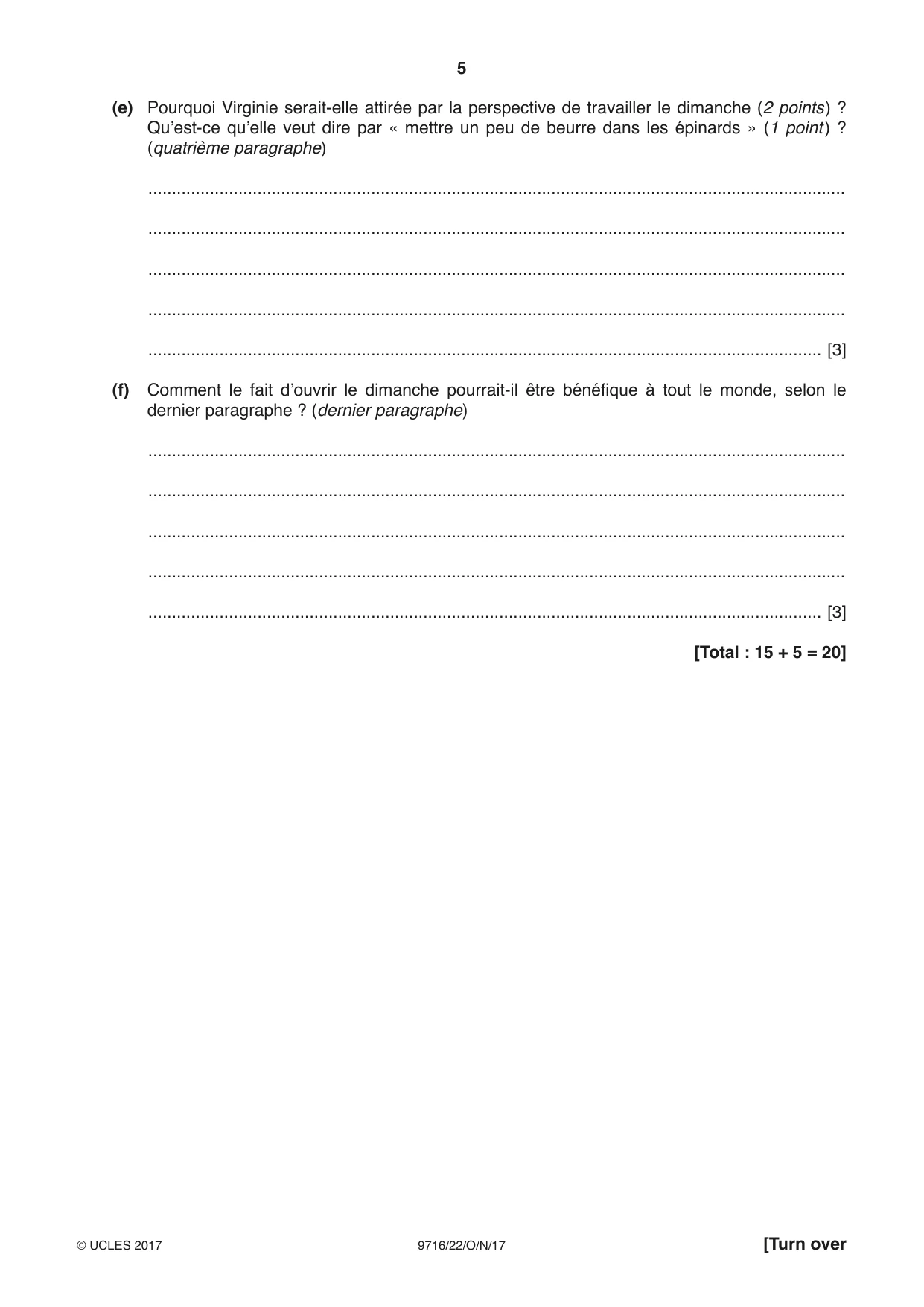 Cambridge A Level French (A Level only) 9716 2017 Oct/Nov Paper 2 · Variant 2 question paper, page 5 of 12