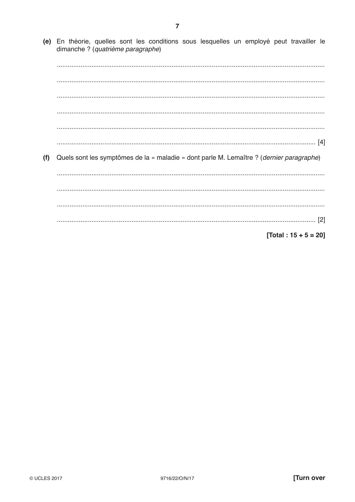 Cambridge A Level French (A Level only) 9716 2017 Oct/Nov Paper 2 · Variant 2 question paper, page 7 of 12