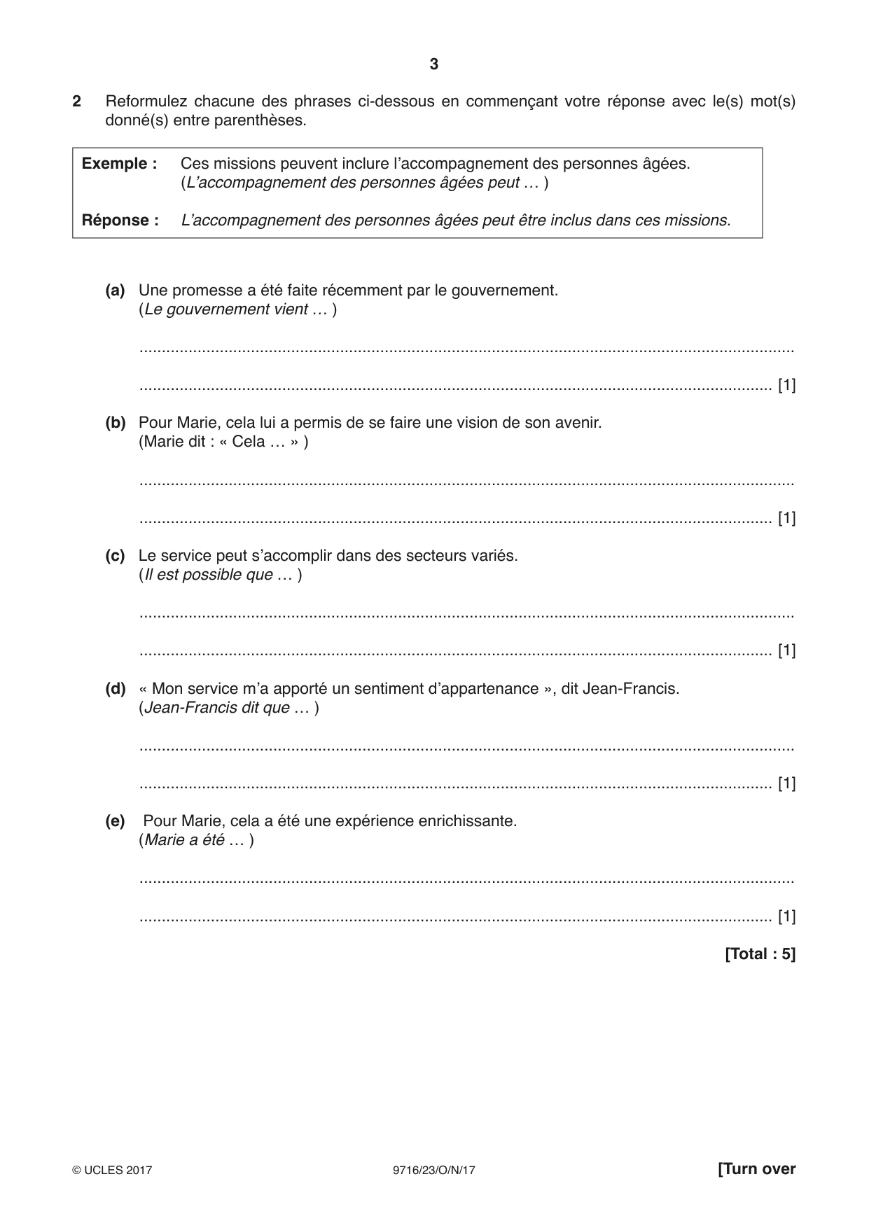 Cambridge A Level French (A Level only) 9716 2017 Oct/Nov Paper 2 · Variant 3 question paper, page 3 of 8