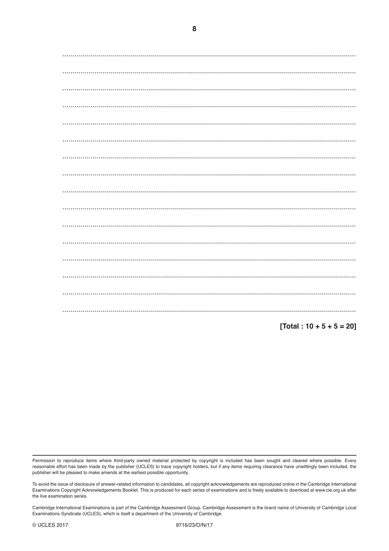Cambridge A Level French (A Level only) 9716 2017 Oct/Nov Paper 2 · Variant 3 question paper, page 8 of 8