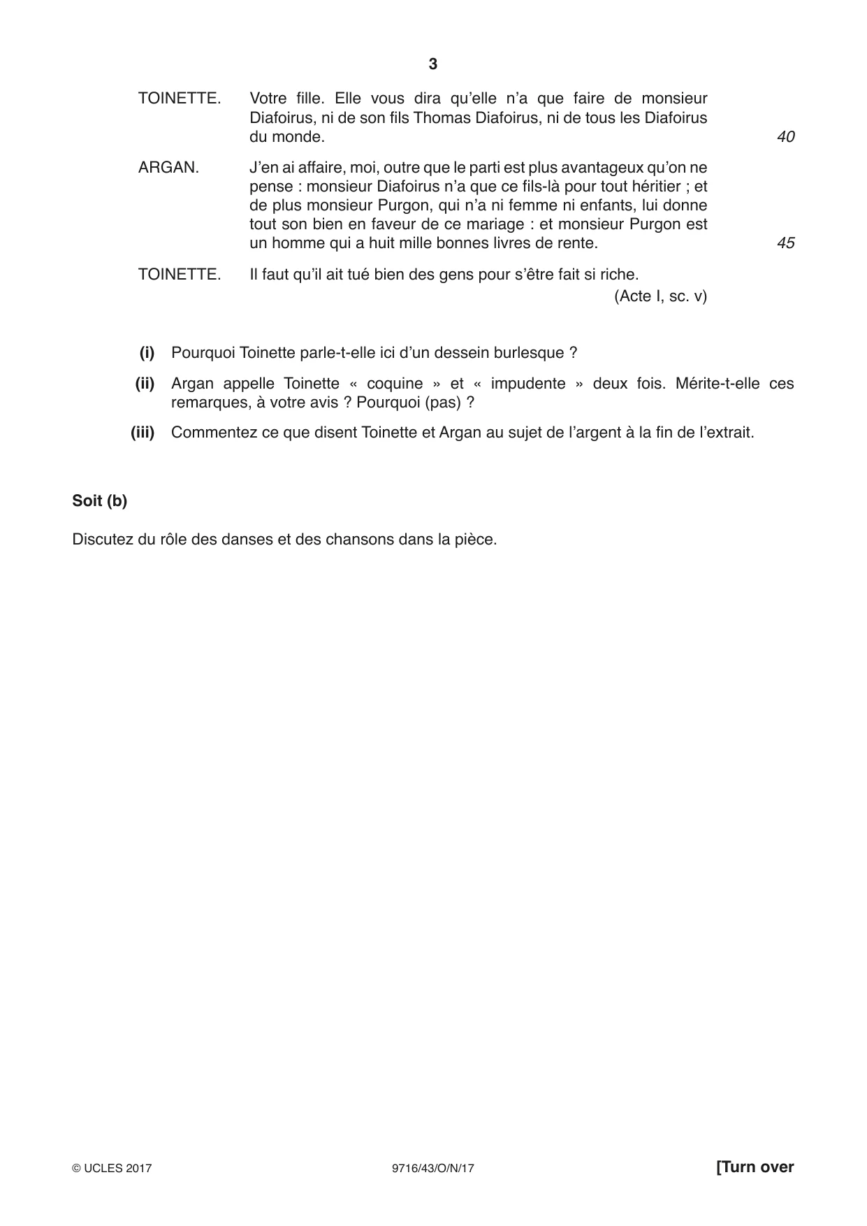 Cambridge A Level French (A Level only) 9716 2017 Oct/Nov Paper 4 · Variant 3 question paper, page 3 of 12