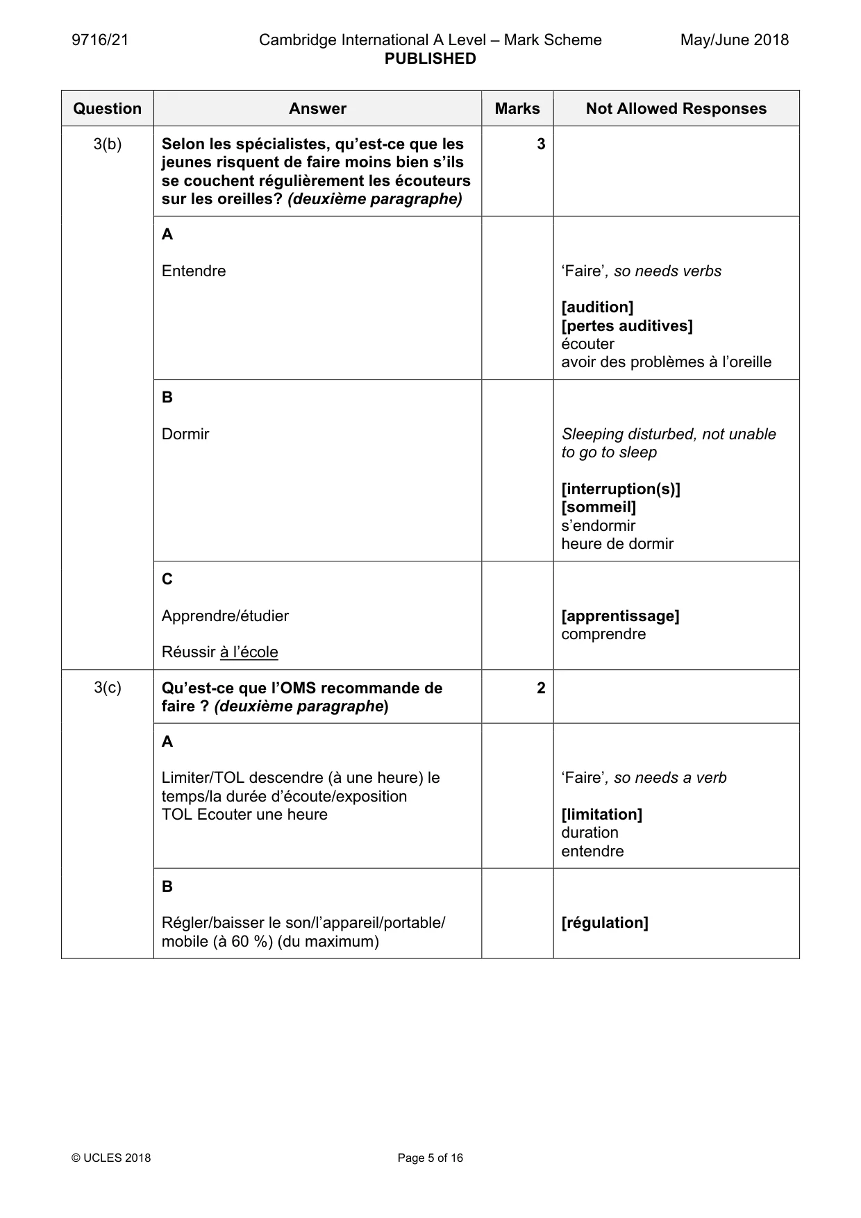 Mark scheme, page 5 of 16
