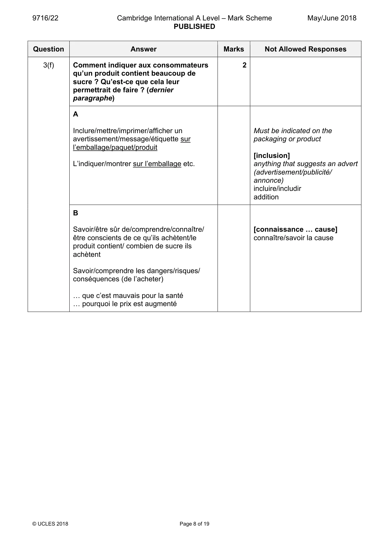 Mark scheme, page 8 of 19