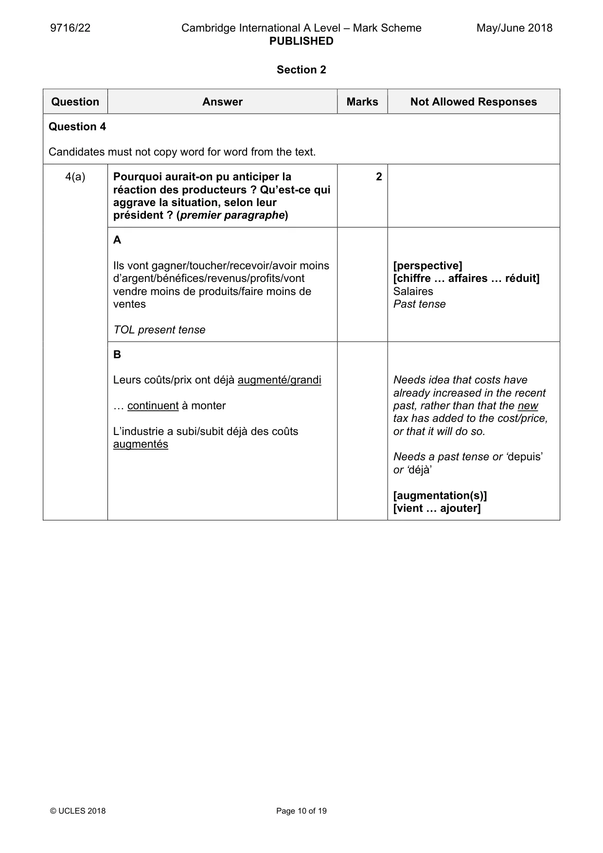 Mark scheme, page 10 of 19