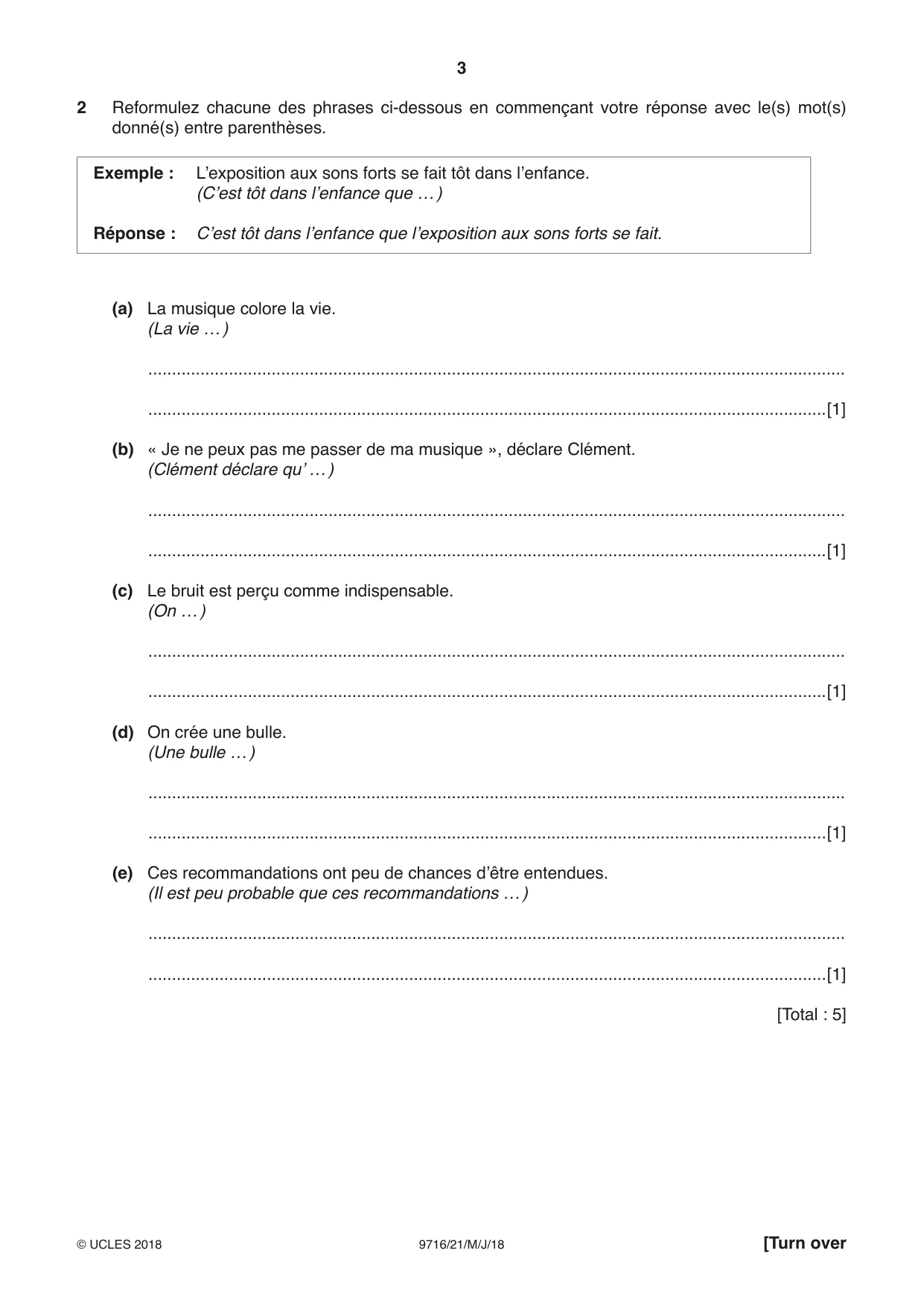 Cambridge A Level French (A Level only) 9716 2018 May/June Paper 2 · Variant 1 question paper, page 3 of 8