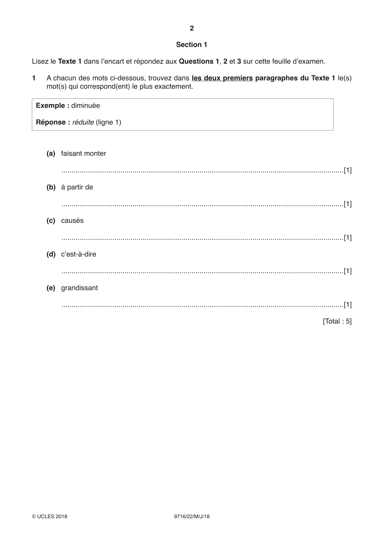 Cambridge A Level French (A Level only) 9716 2018 May/June Paper 2 · Variant 2 question paper, page 2 of 8
