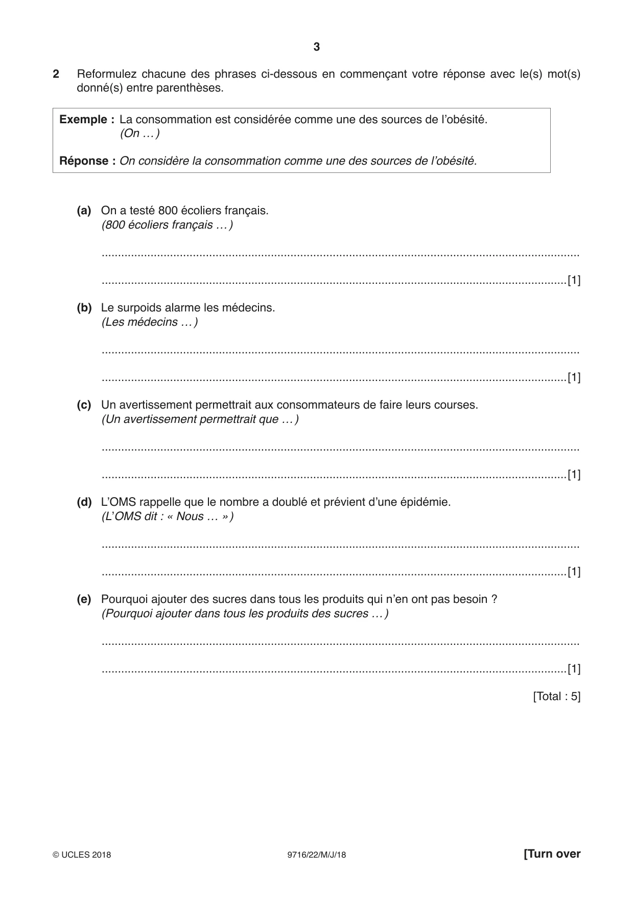 Cambridge A Level French (A Level only) 9716 2018 May/June Paper 2 · Variant 2 question paper, page 3 of 8