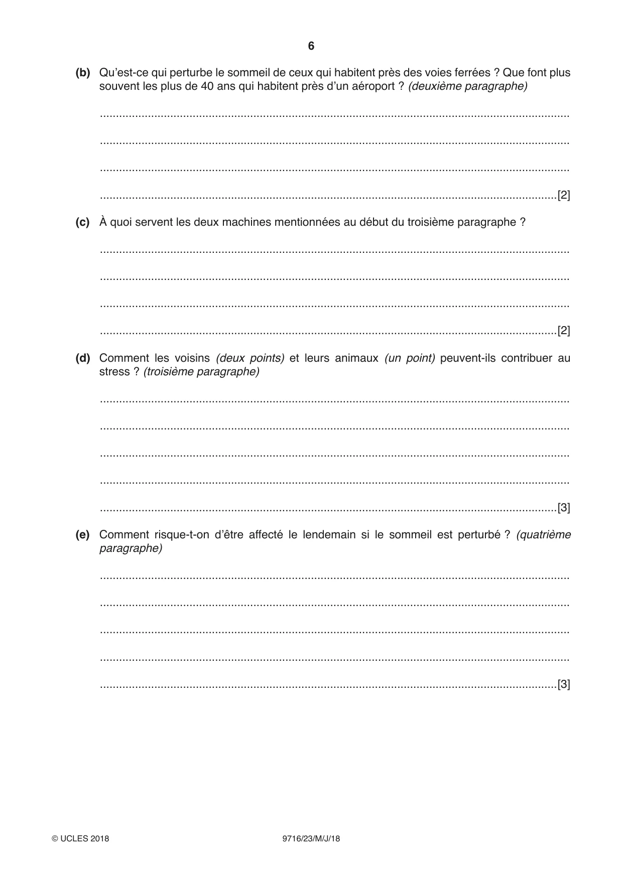Cambridge A Level French (A Level only) 9716 2018 May/June Paper 2 · Variant 3 question paper, page 6 of 8