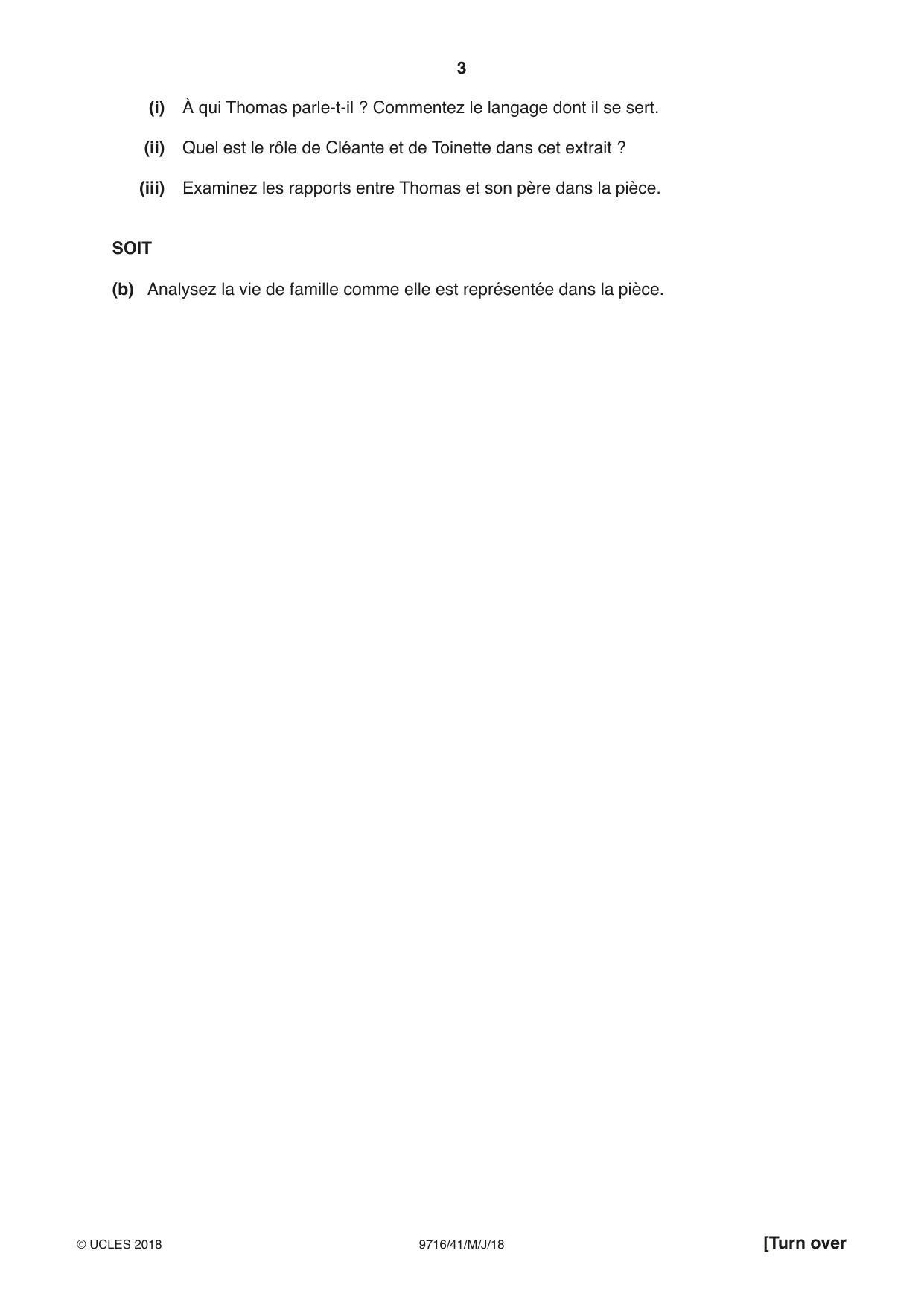 Cambridge A Level French (A Level only) 9716 2018 May/June Paper 4 · Variant 1 question paper, page 3 of 12