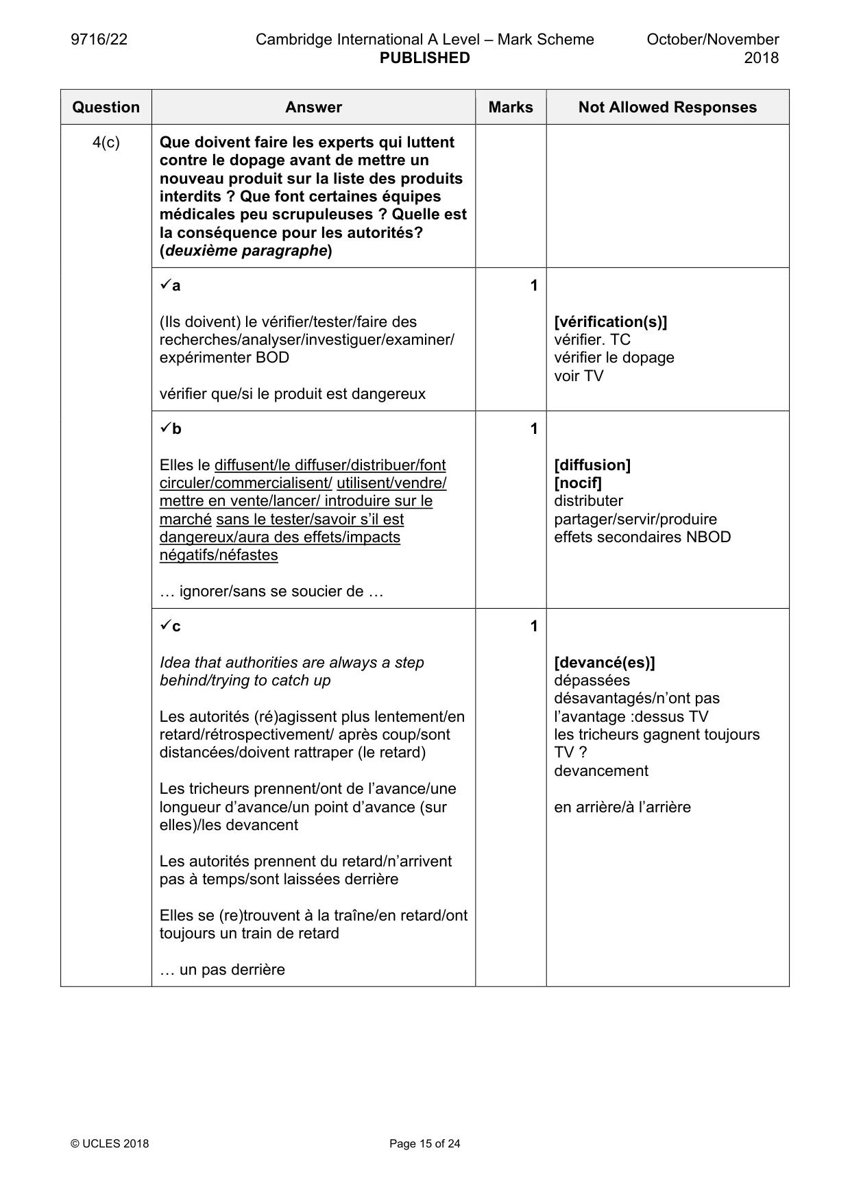 Mark scheme, page 15 of 24
