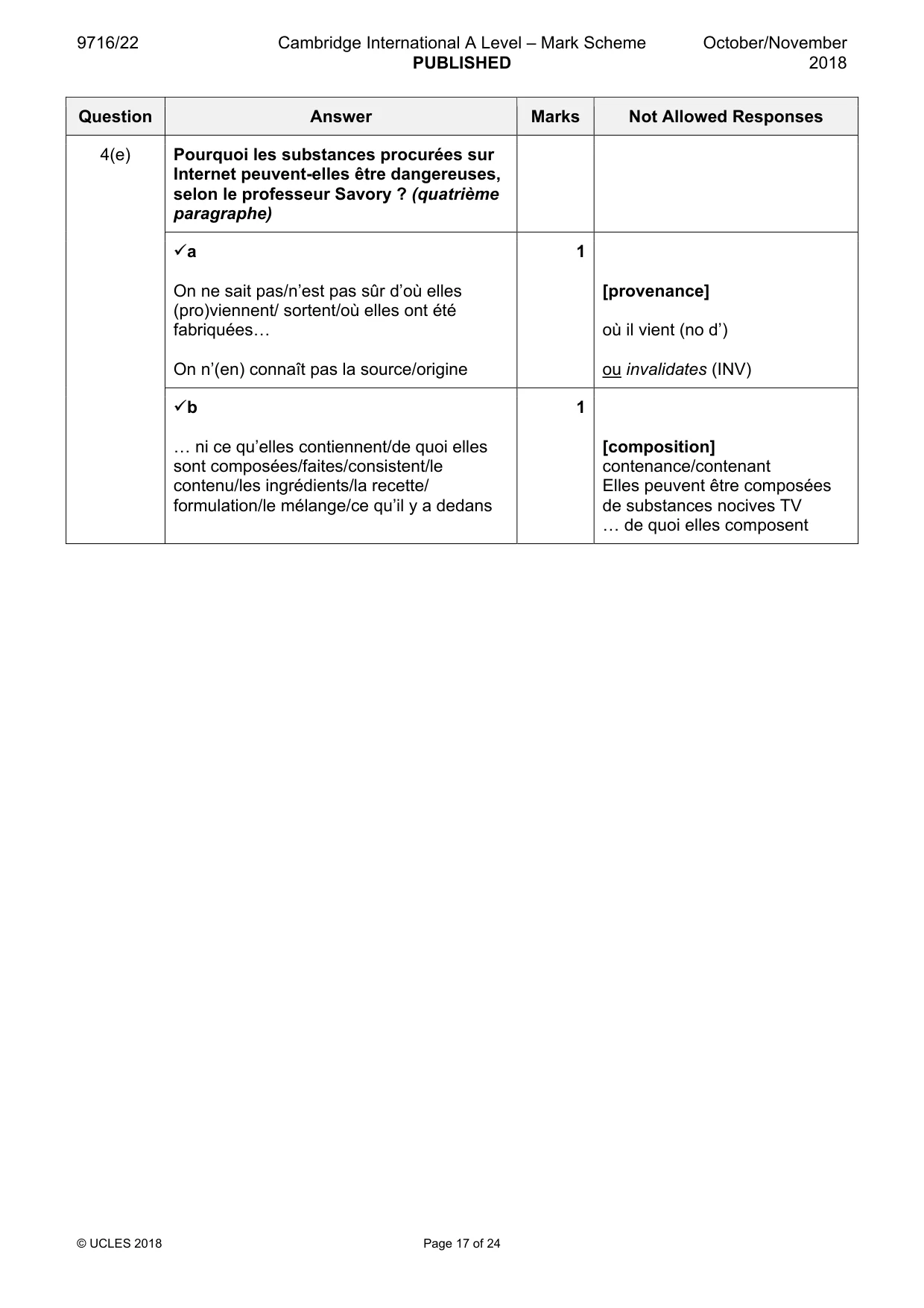 Mark scheme, page 17 of 24