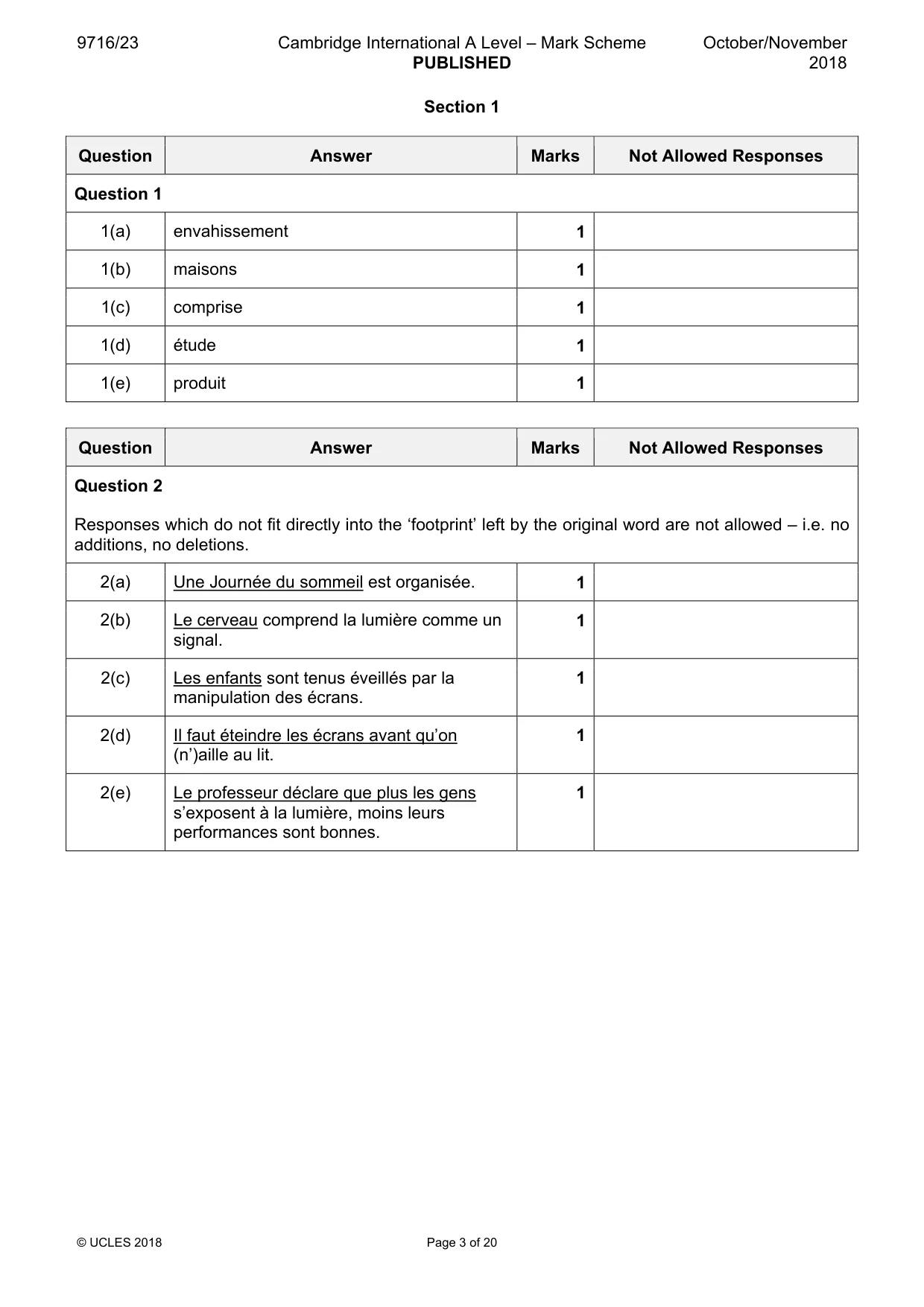 Mark scheme, page 3 of 20