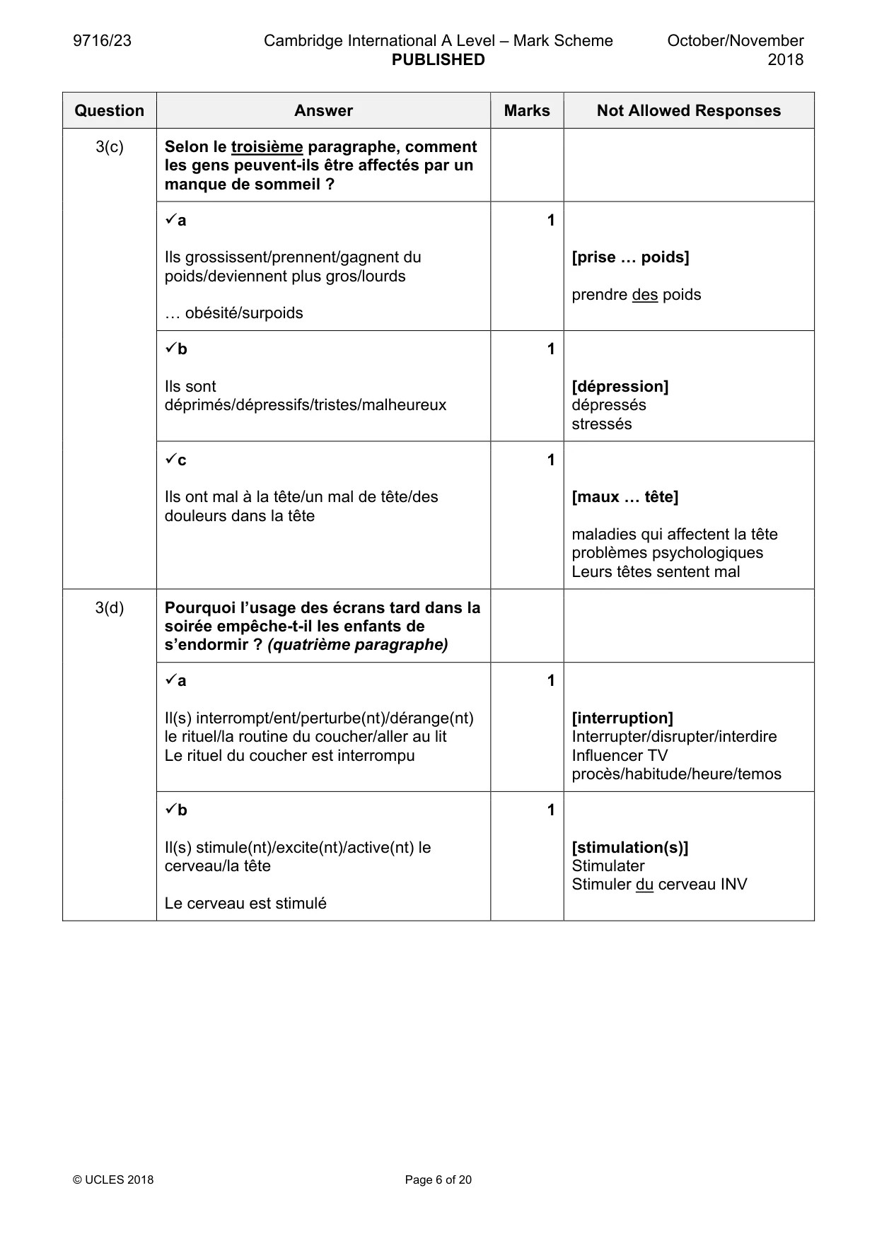 Mark scheme, page 6 of 20
