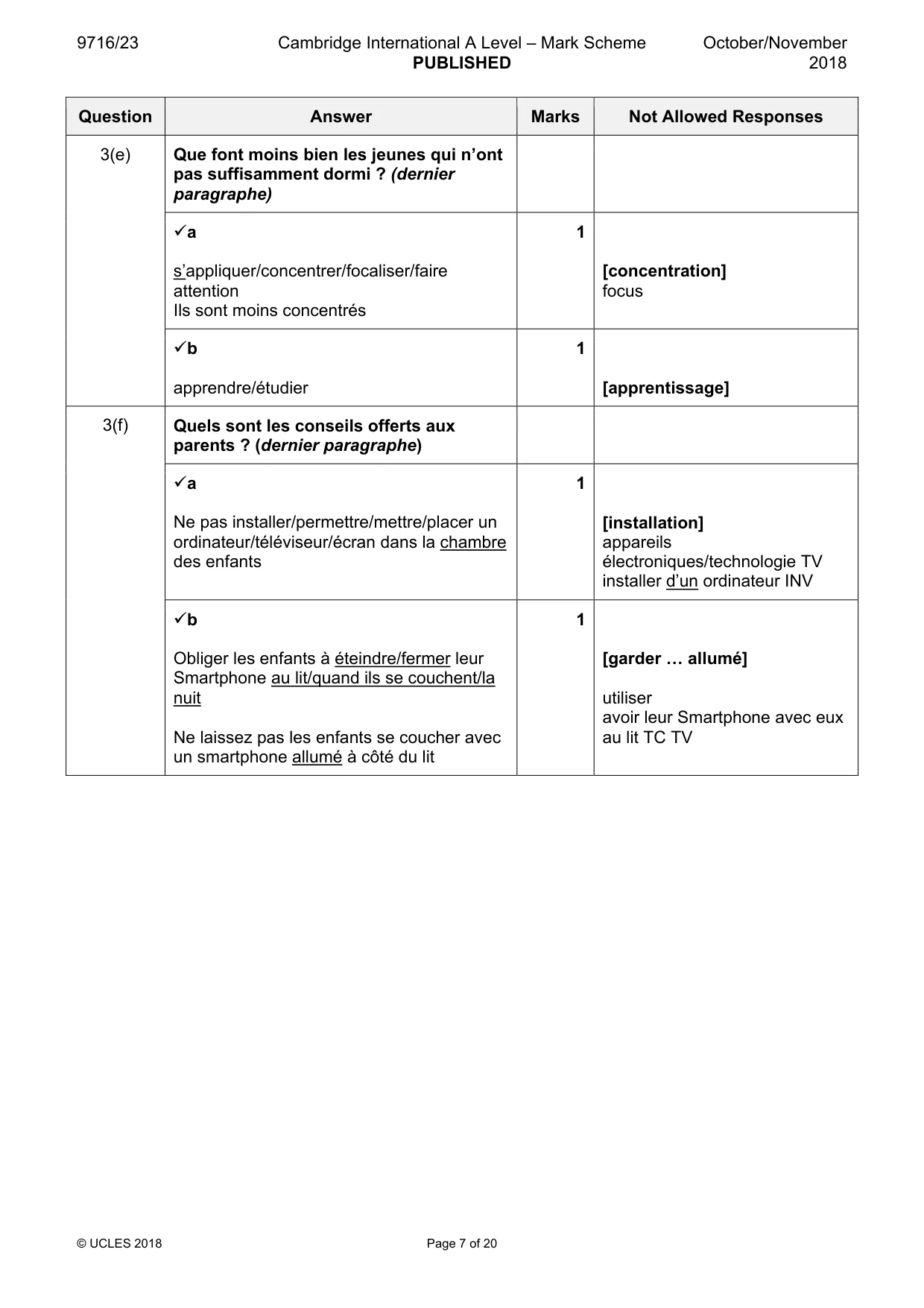 Mark scheme, page 7 of 20