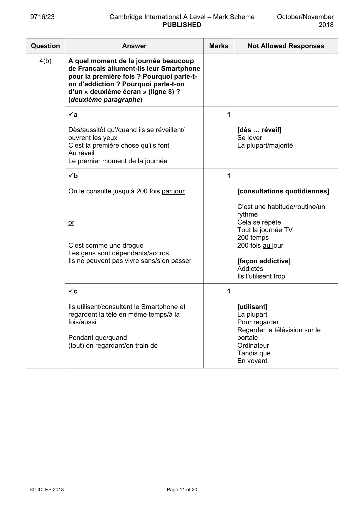 Mark scheme, page 11 of 20
