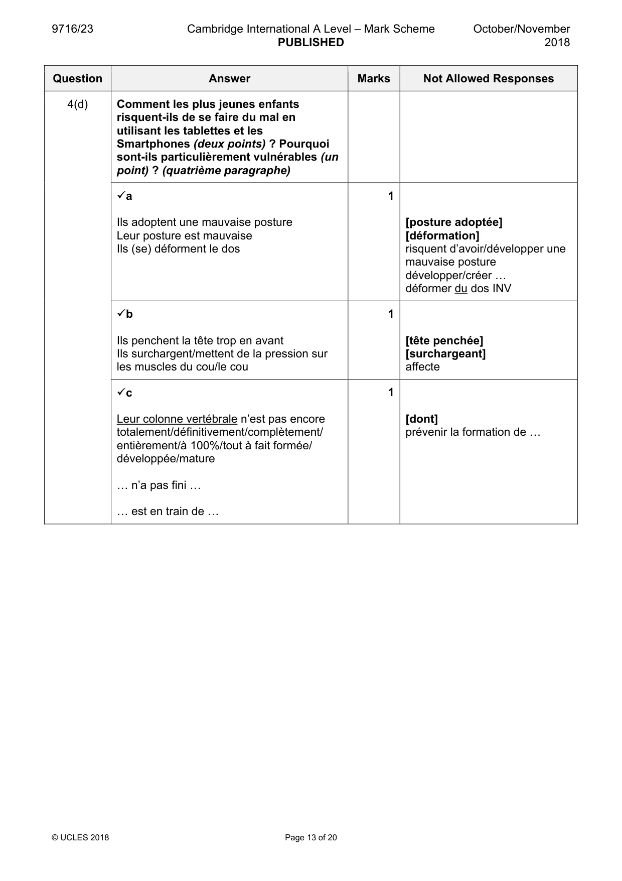 Mark scheme, page 13 of 20