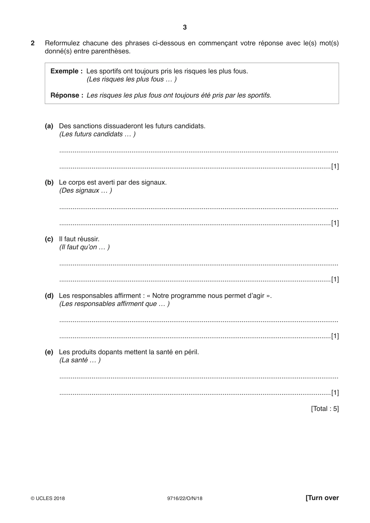 Cambridge A Level French (A Level only) 9716 2018 Oct/Nov Paper 2 · Variant 2 question paper, page 3 of 12