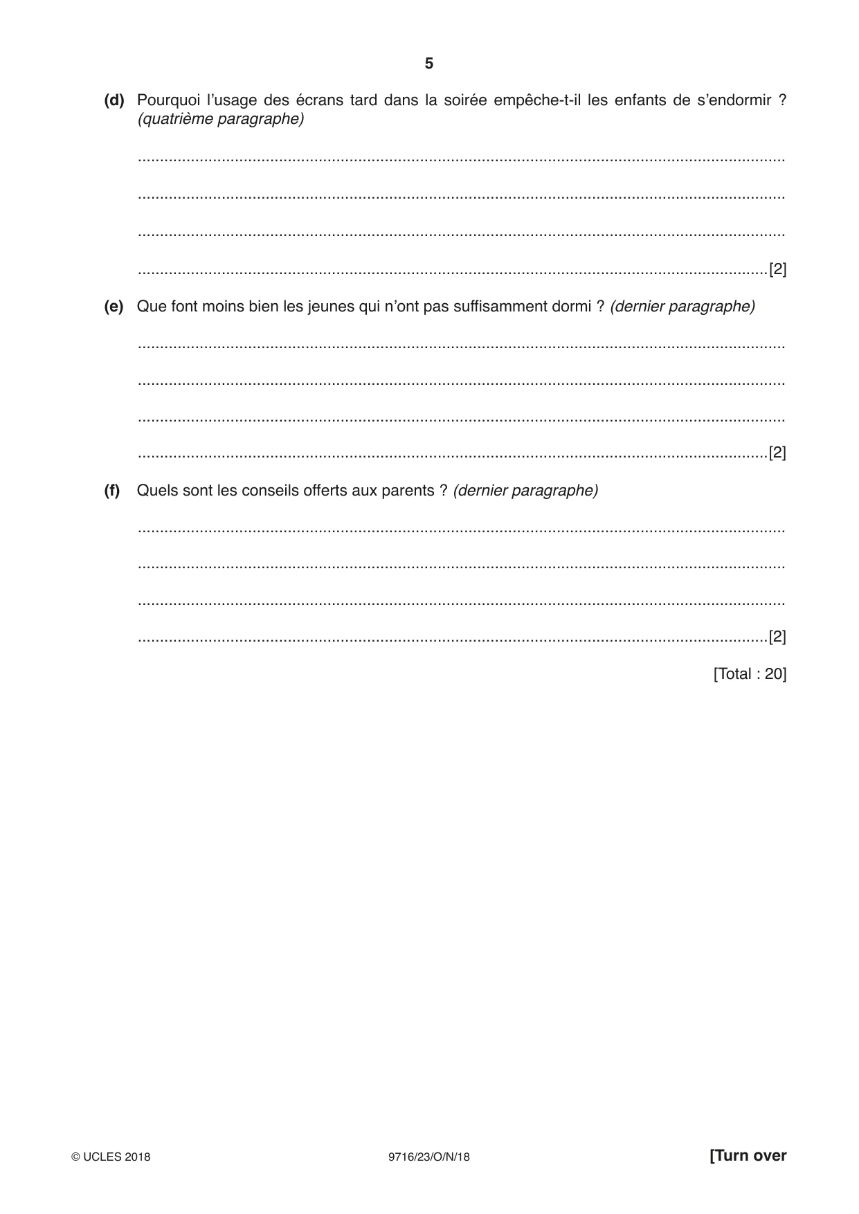 Cambridge A Level French (A Level only) 9716 2018 Oct/Nov Paper 2 · Variant 3 question paper, page 5 of 12