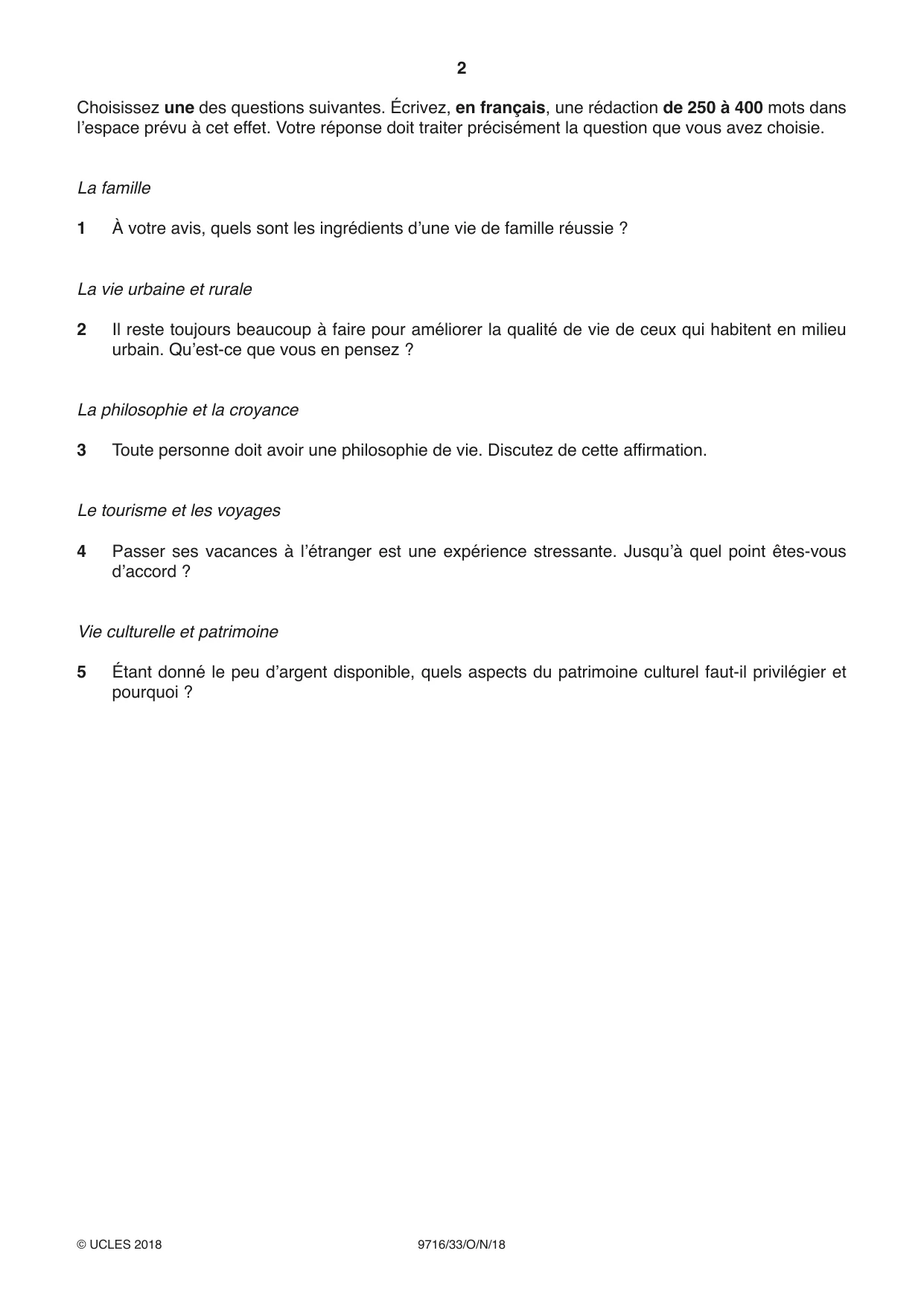 Cambridge A Level French (A Level only) 9716 2018 Oct/Nov Paper 3 · Variant 3 question paper, page 2 of 8