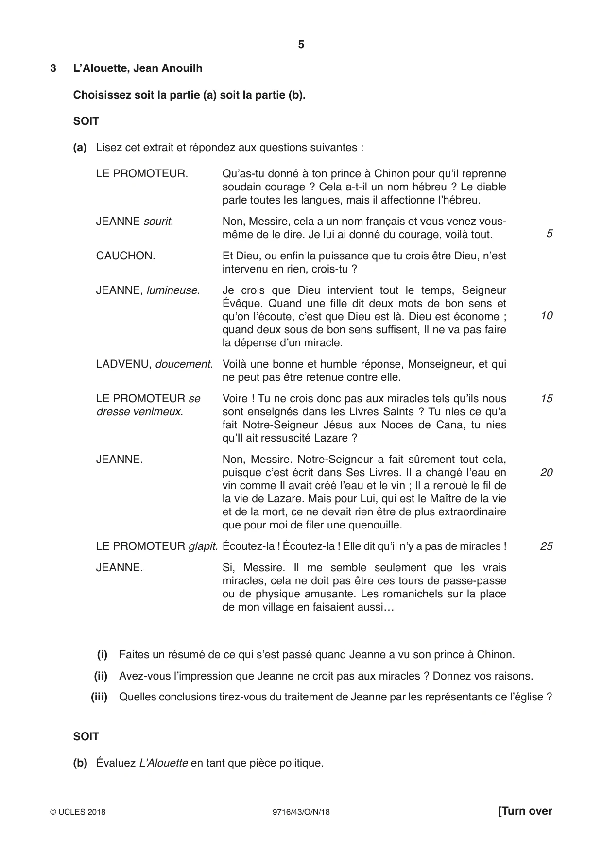 Cambridge A Level French (A Level only) 9716 2018 Oct/Nov Paper 4 · Variant 3 question paper, page 5 of 12