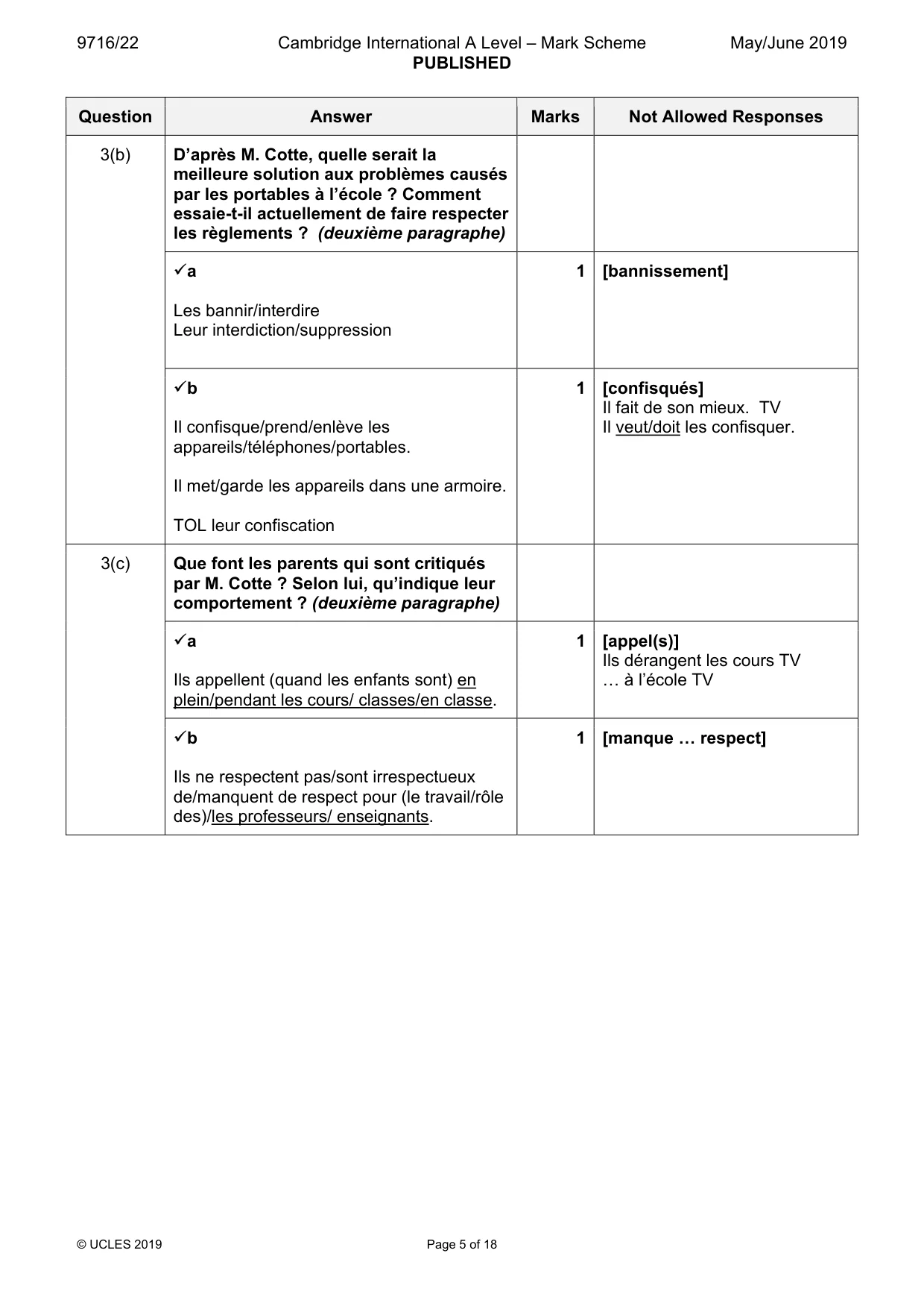 Mark scheme, page 5 of 18