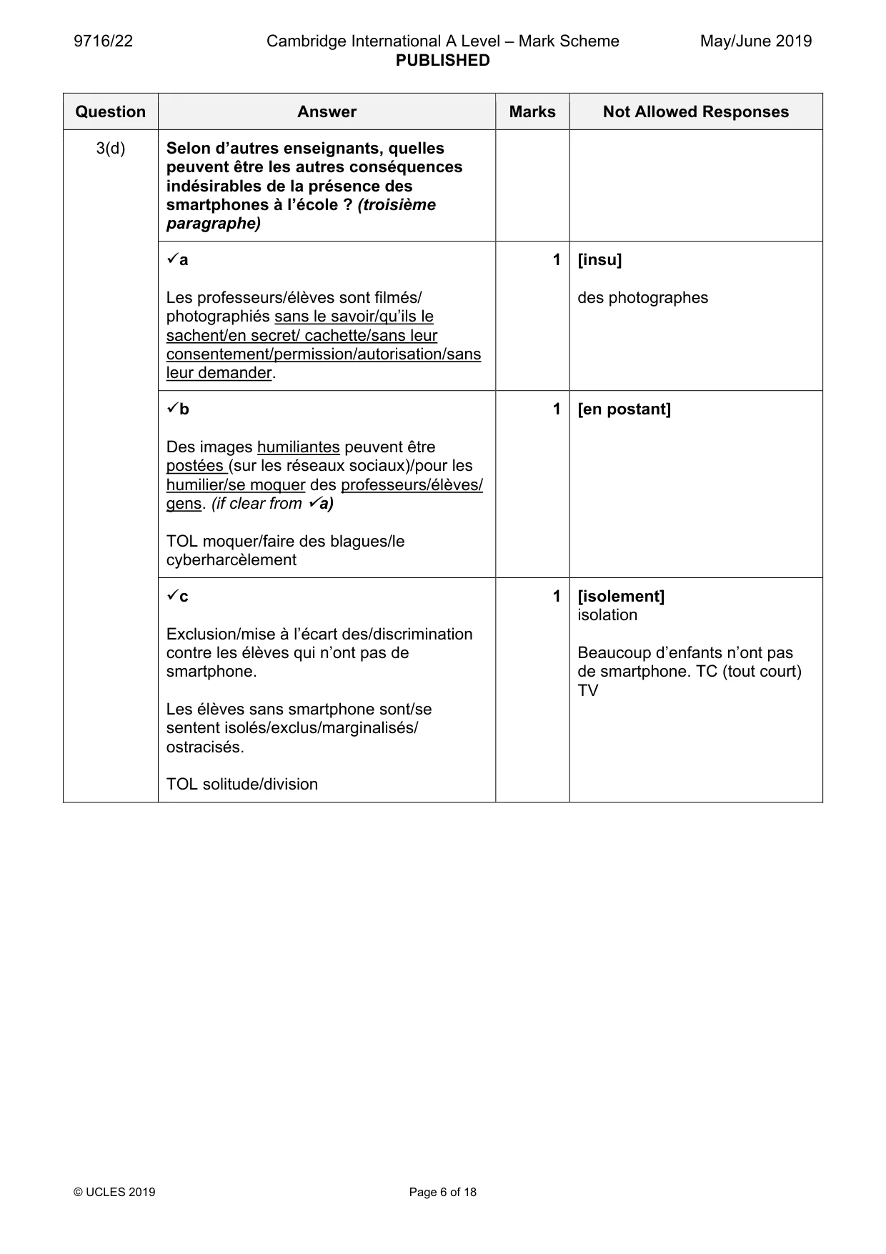 Mark scheme, page 6 of 18