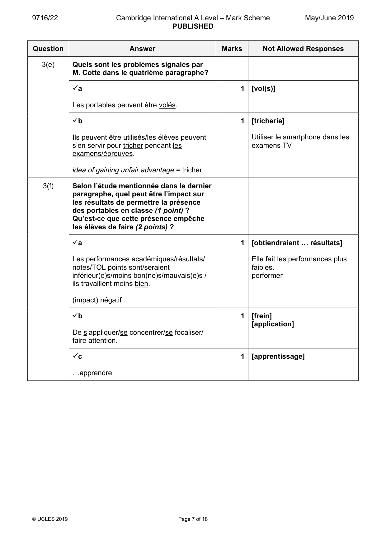 Mark scheme, page 7 of 18