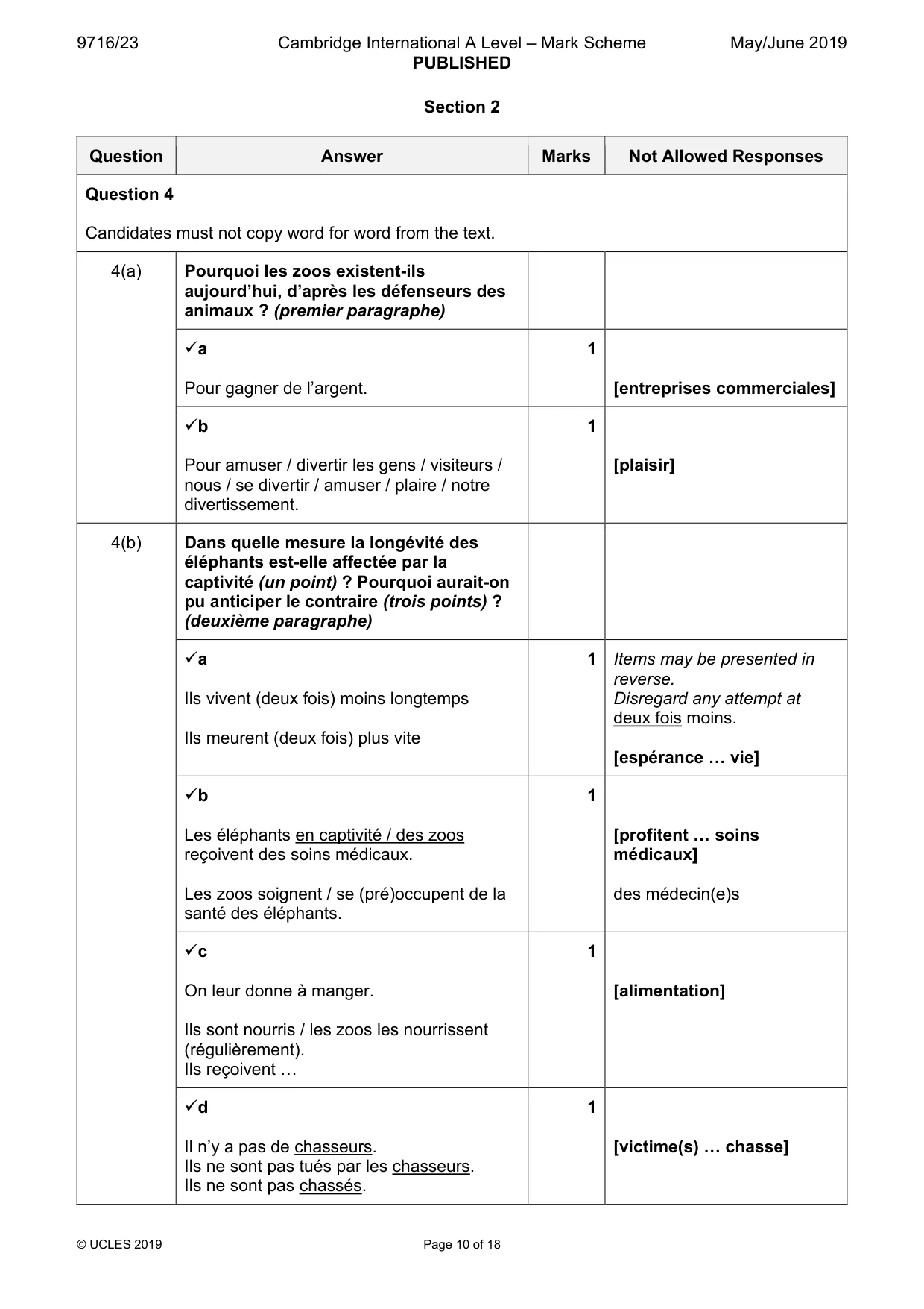 Mark scheme, page 10 of 18