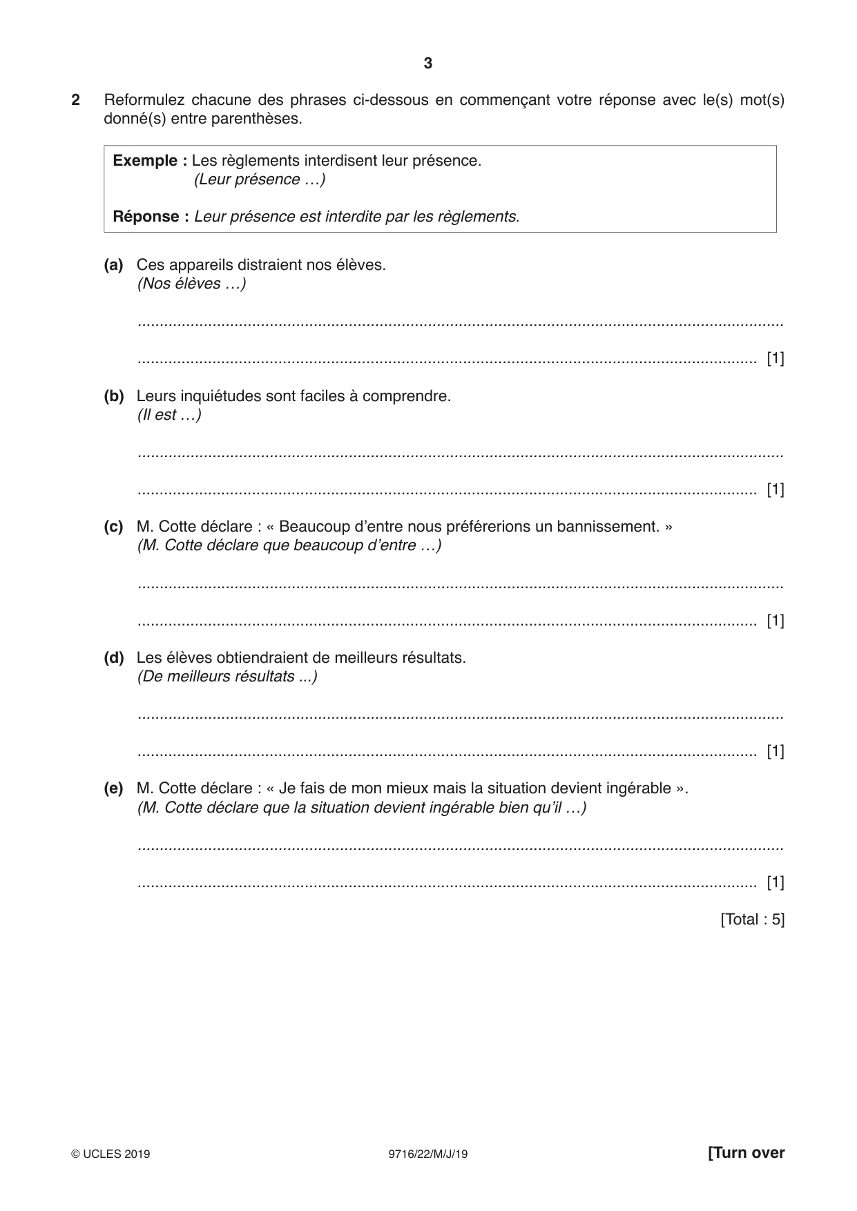 Cambridge A Level French (A Level only) 9716 2019 May/June Paper 2 · Variant 2 question paper, page 3 of 8